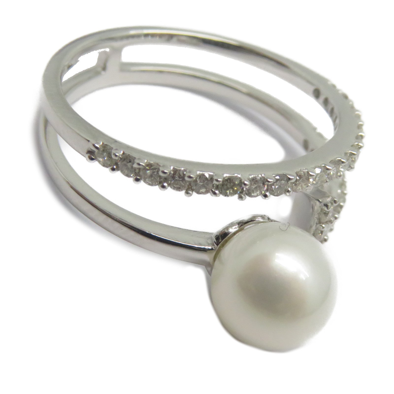 JEWELRY 【激減優惠】18K白金Pearl Diamond Ring 2.65ct珍珠/0.333ct鑽石戒指US#7