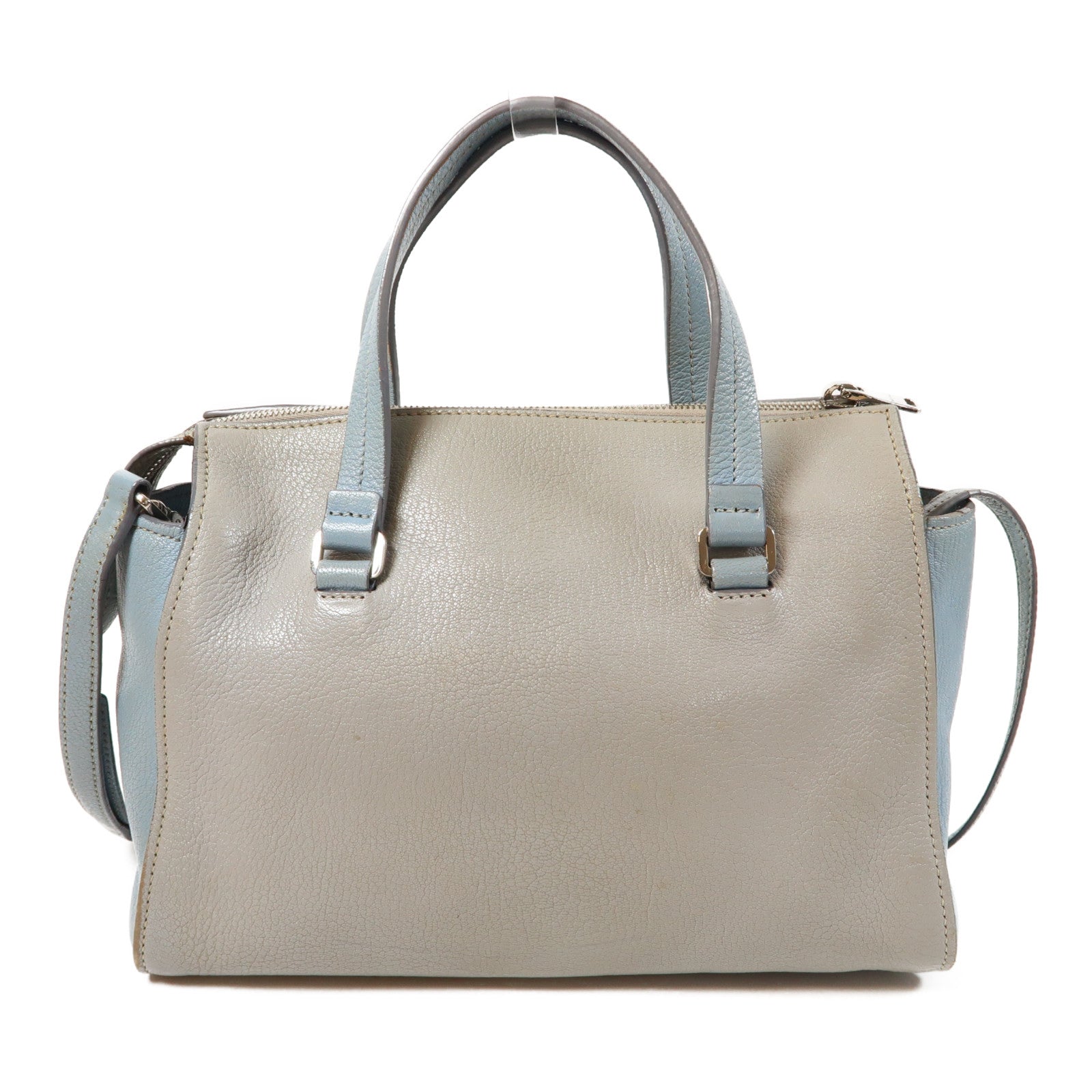 Miu Miu Chevre皮革2 Way Shoulder Bag銀扣手挽肩背兩用袋灰色/藍色