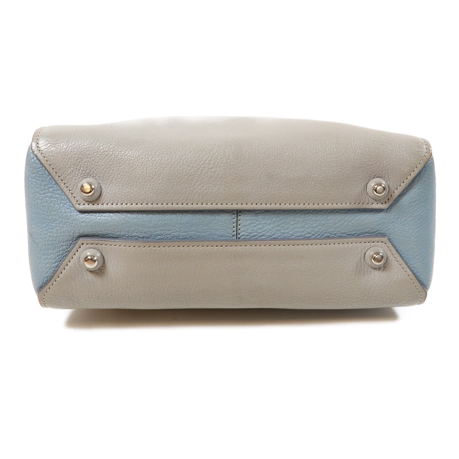 Miu Miu Chevre皮革2 Way Shoulder Bag銀扣手挽肩背兩用袋灰色/藍色