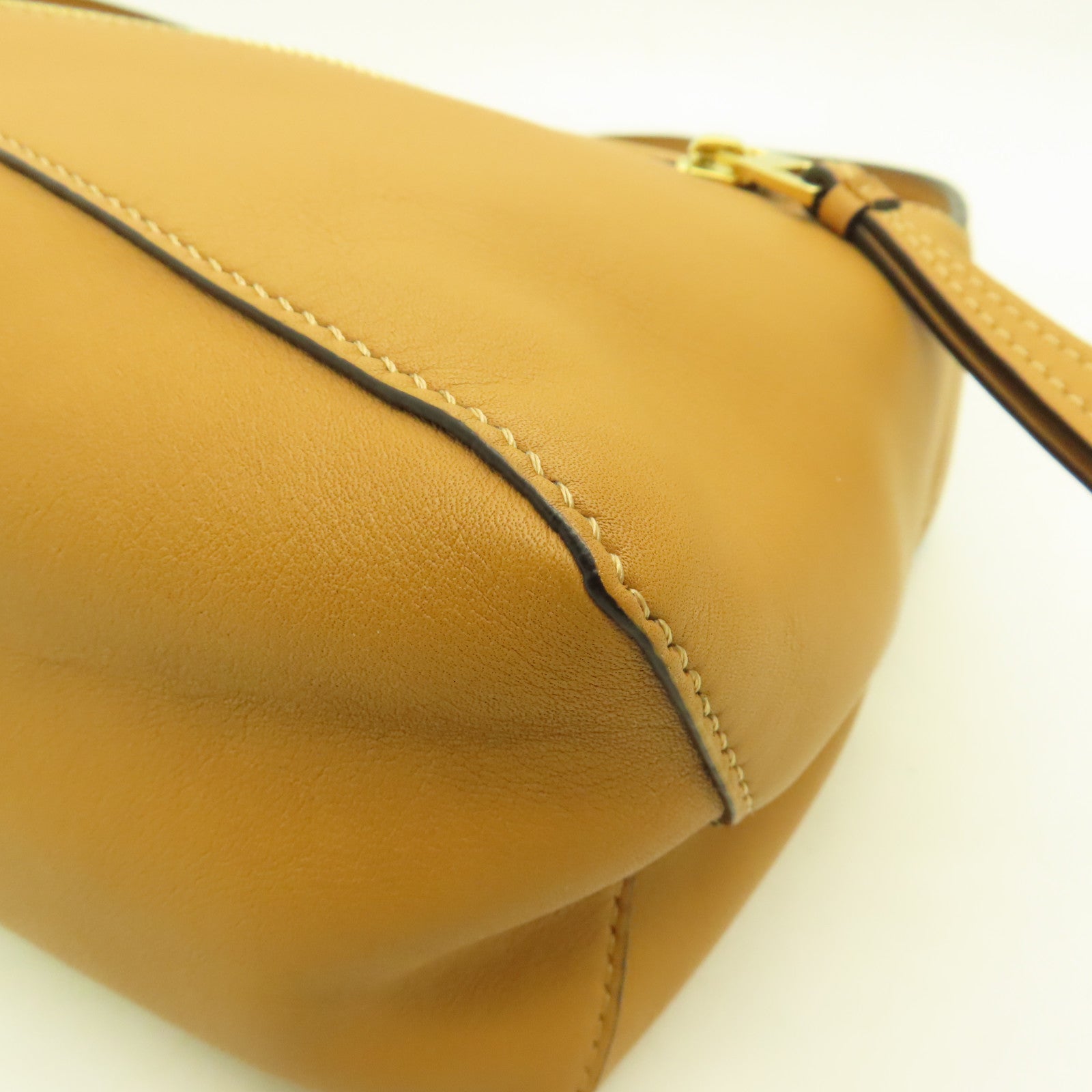 LOEWE cowhide leather Hobo Bag gold buckle shoulder bag brown