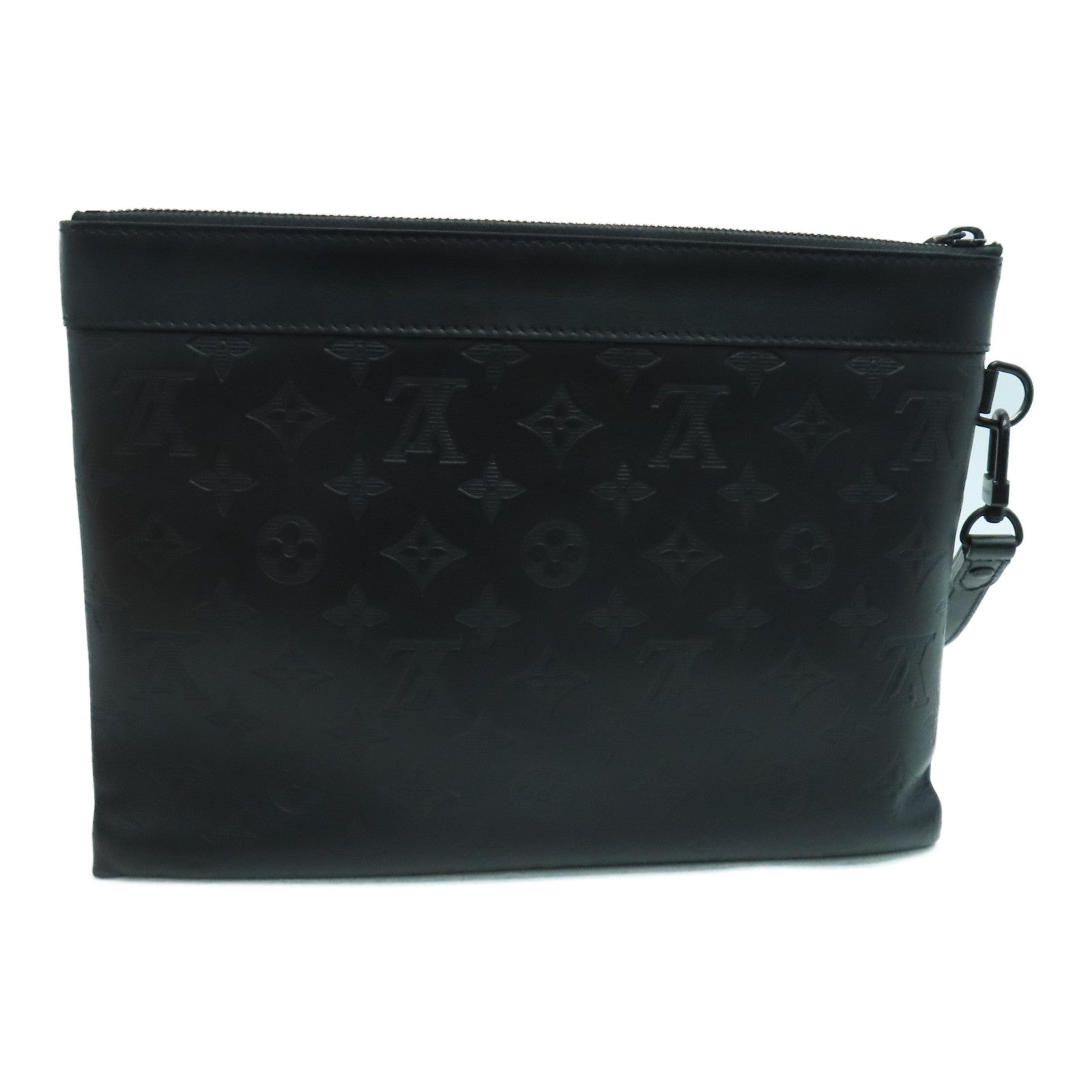 LOUIS VUITTON Monogram Shadow Pochette To-Go Clutch Black Buckle Black