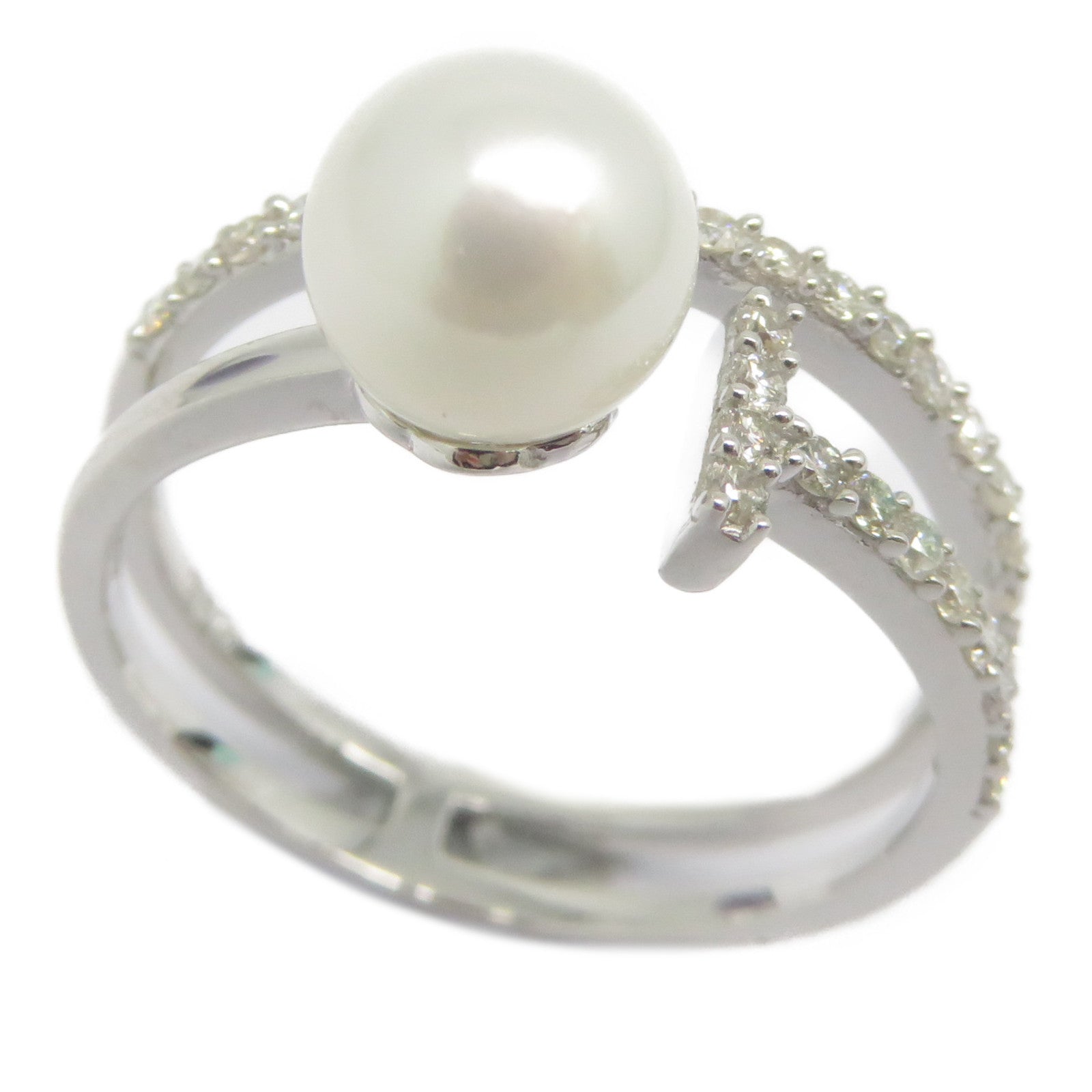 JEWELRY 【激減優惠】18K白金Pearl Diamond Ring 2.65ct珍珠/0.333ct鑽石戒指US#7