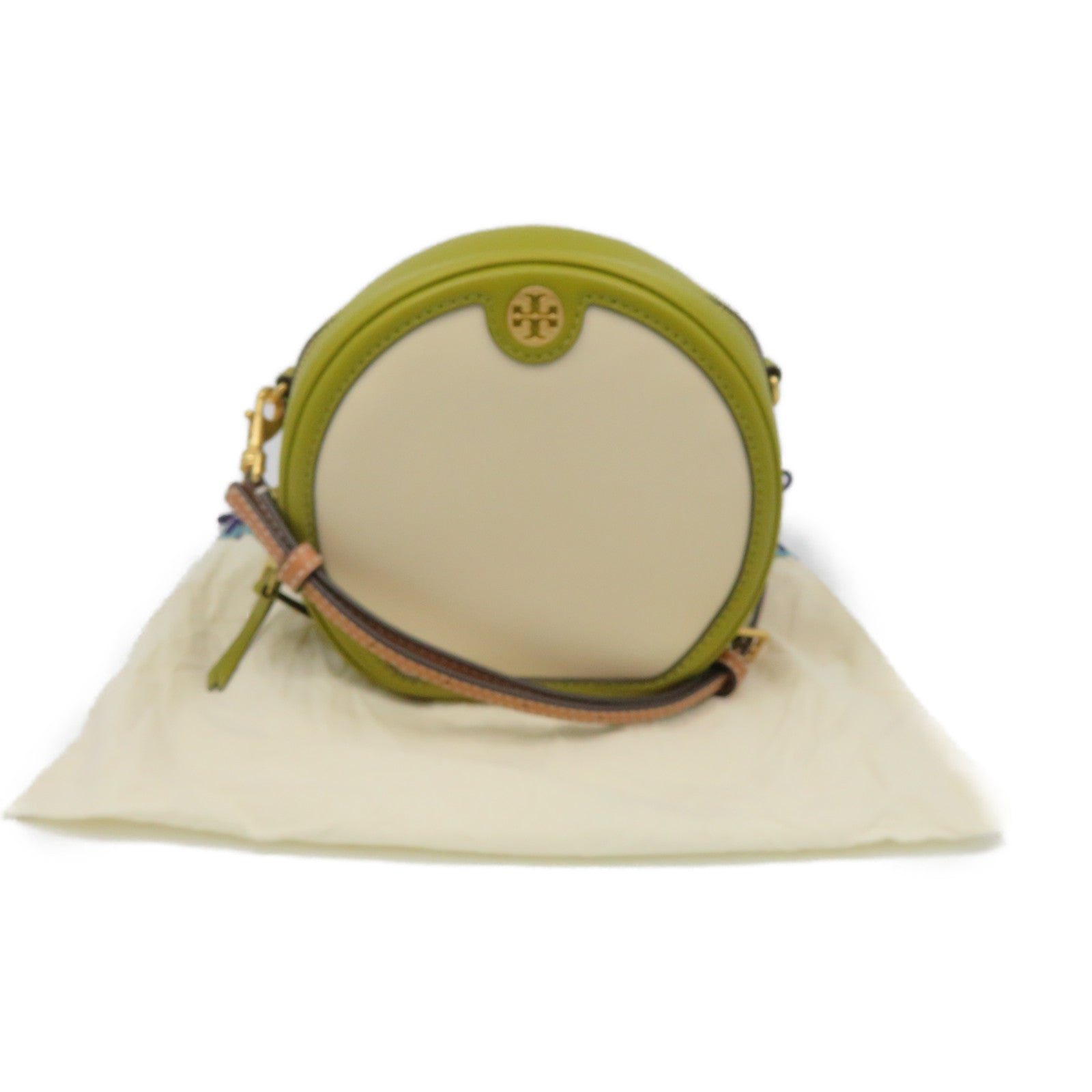 Tory Burch Leather Shoulder Bag Apricot/Green