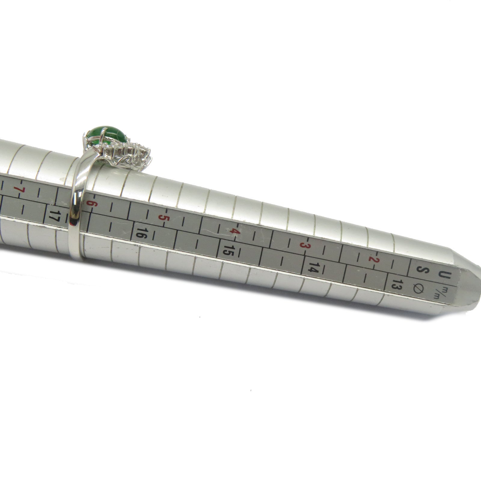 JEWELRY PT900鉑金Jade Diamond Ring 1.402ct翡翠/0.30ct鑽石戒指US#6.25