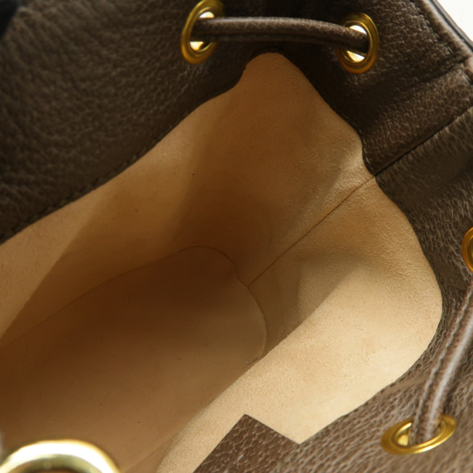 GUCCI 塗層帆布Drawstring Bucket金扣肩背袋米色