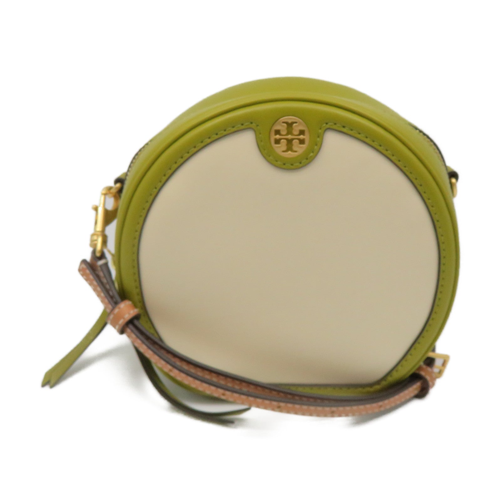 Tory Burch Leather Shoulder Bag Apricot/Green