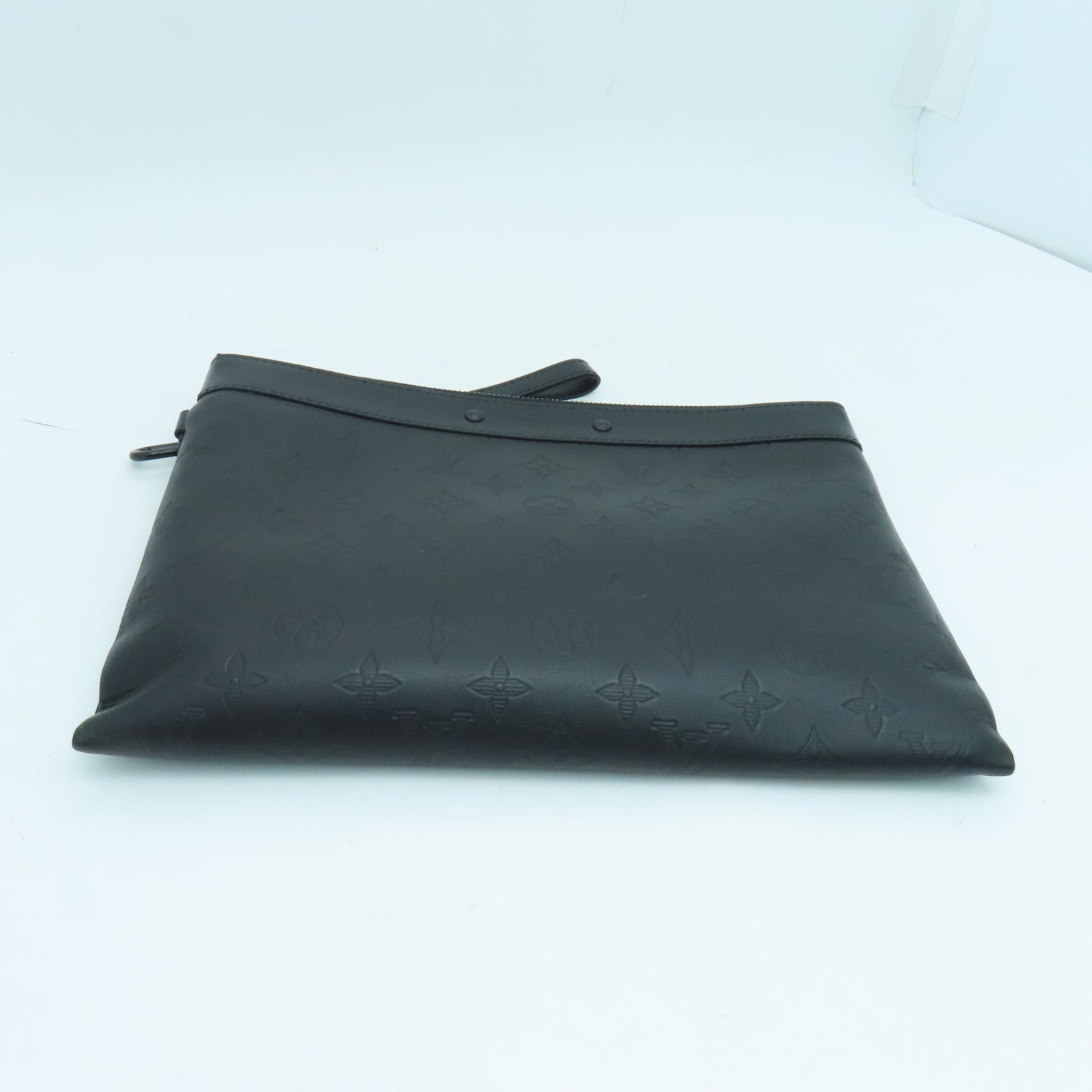 LOUIS VUITTON Monogram Shadow Pochette To-Go Clutch Black Buckle Black