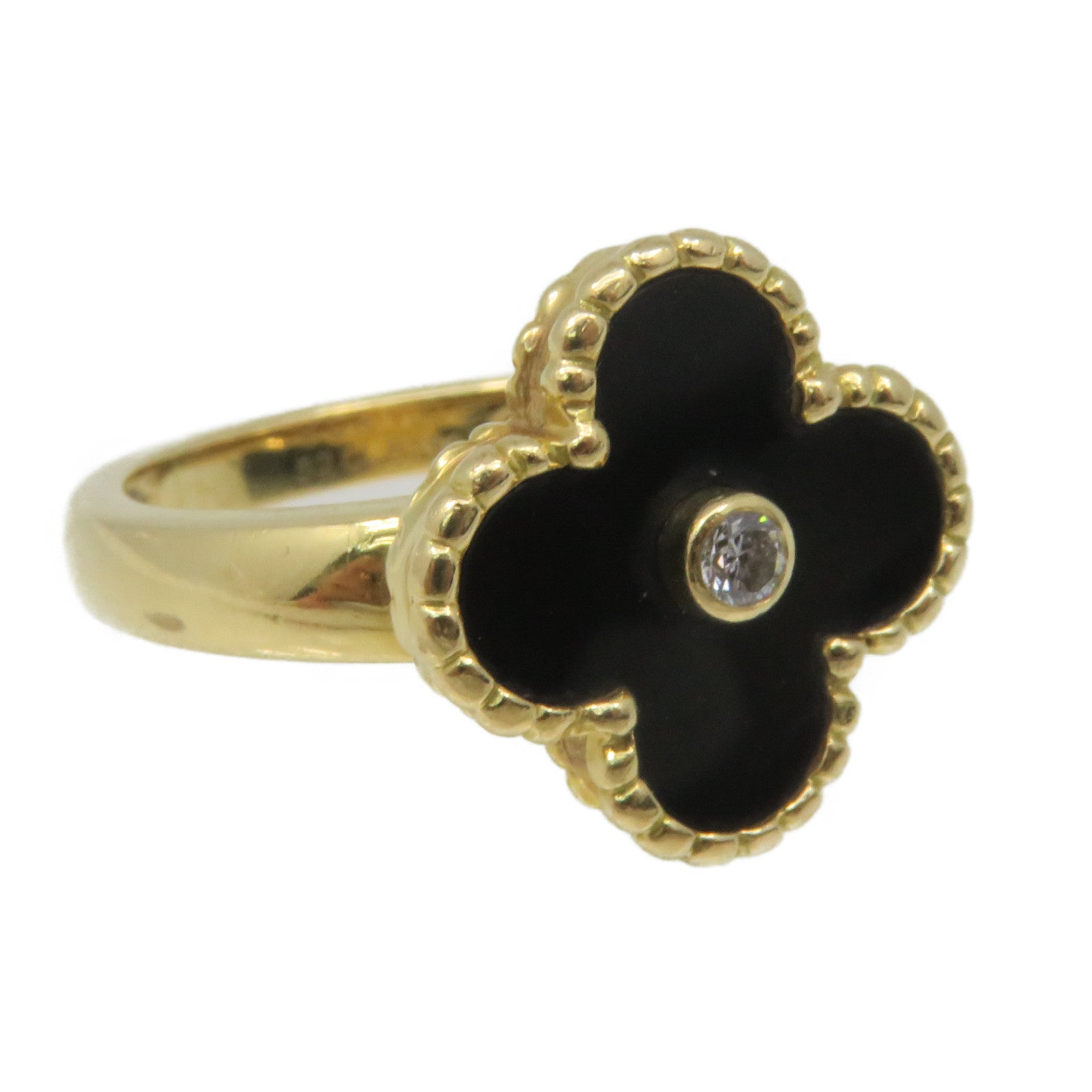 Van Cleef & Arpels 18K黃金/瑪瑙Vintage Alhambra Ring戒指#52/US#5.75