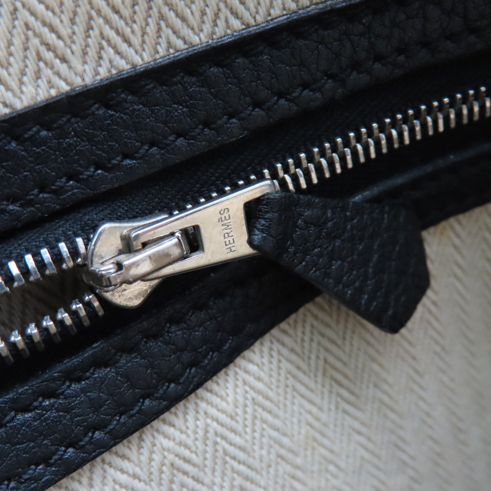 HERMES Negonda皮革Garden Party PM銀扣手挽袋黑色
