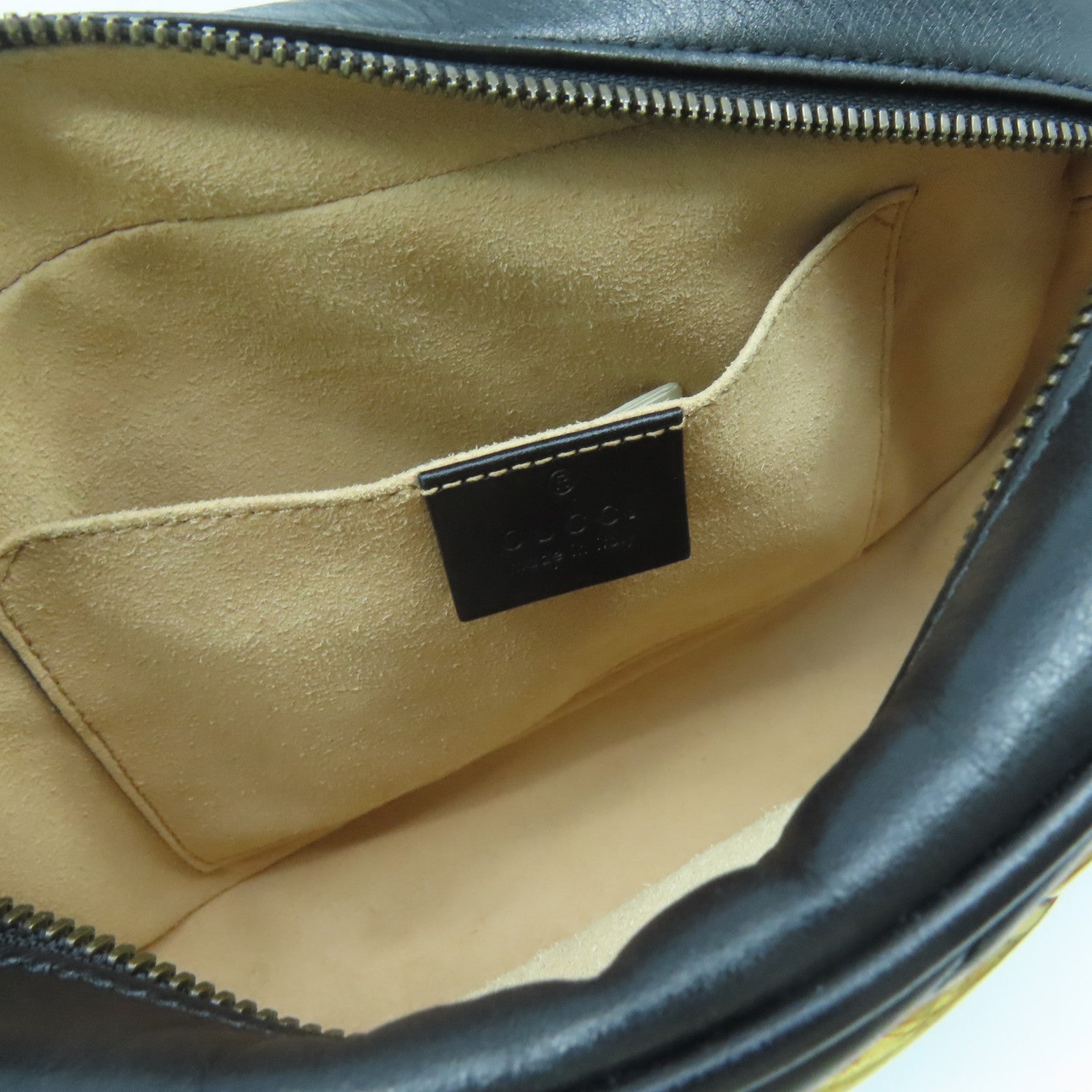 GUCCI Calfskin Leather GG Marmont Gold Buckle Shoulder Bag Black