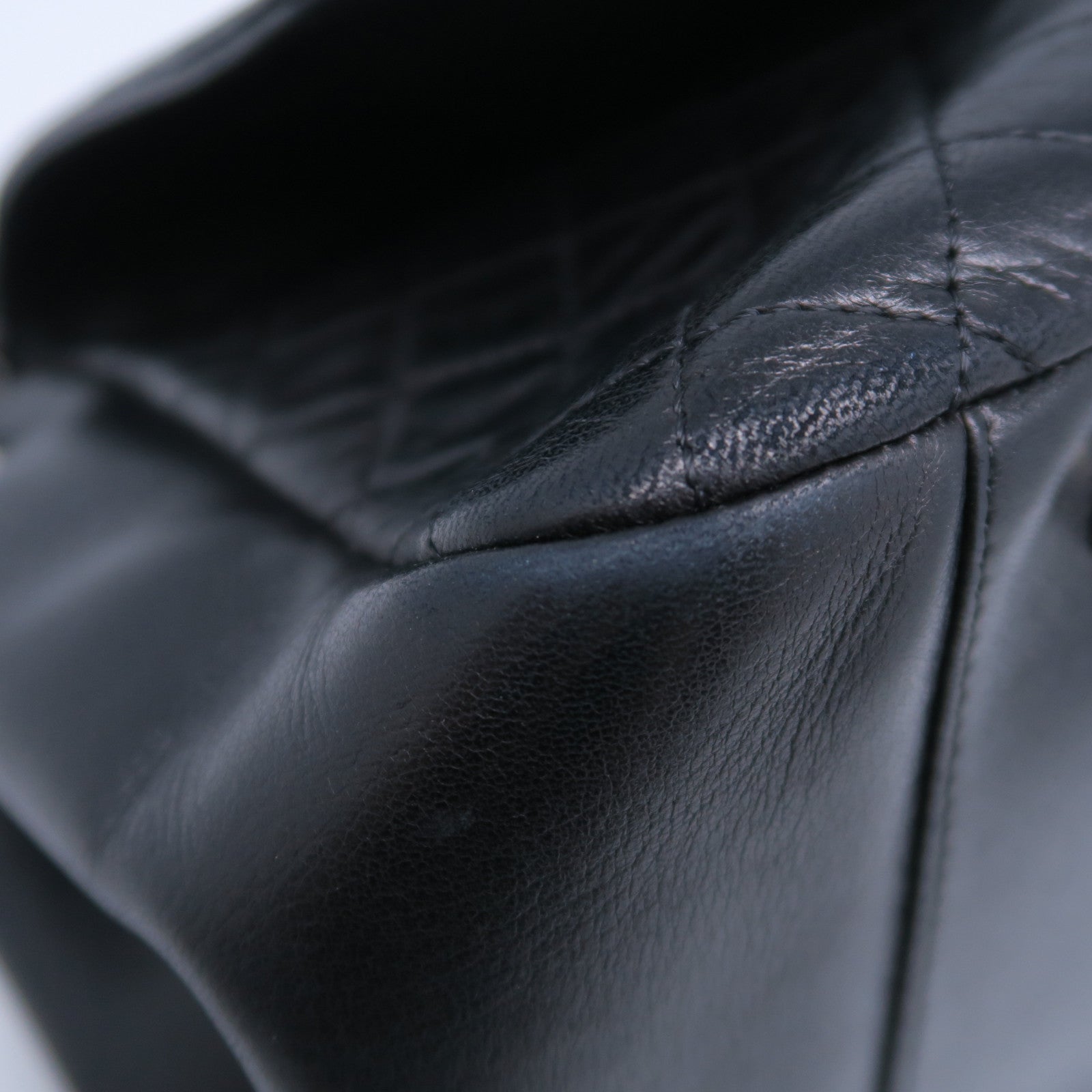CHANEL 菱格羊皮皮革Chain Shoulder Bag銀扣肩背袋黑色