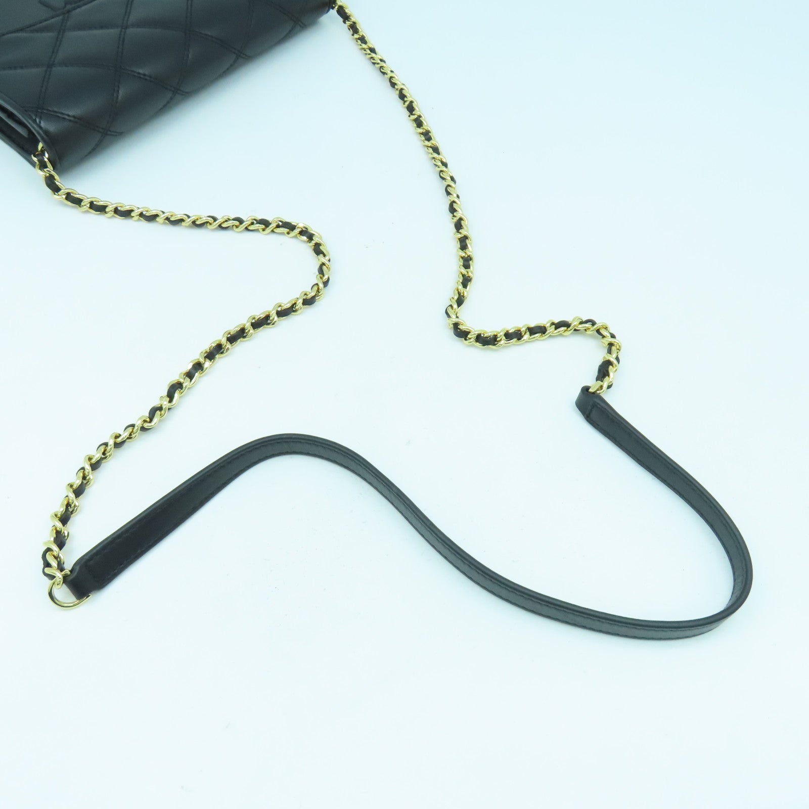 Tory Burch 菱格羊皮皮革Chain Shoulder Bag金扣鏈帶肩背袋黑色