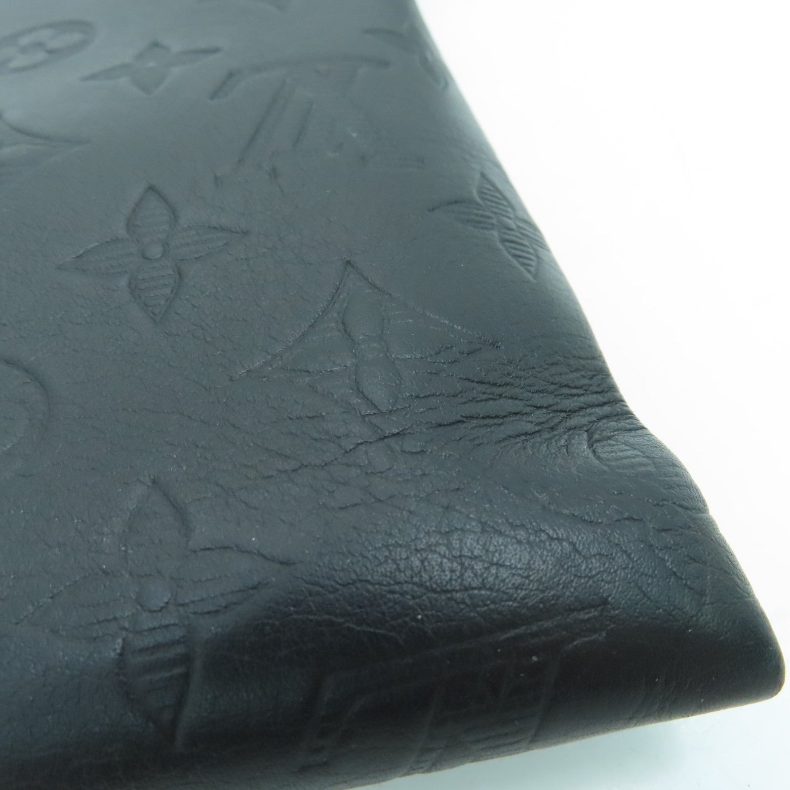 LOUIS VUITTON Monogram Shadow Pochette To-Go Clutch Black Buckle Black