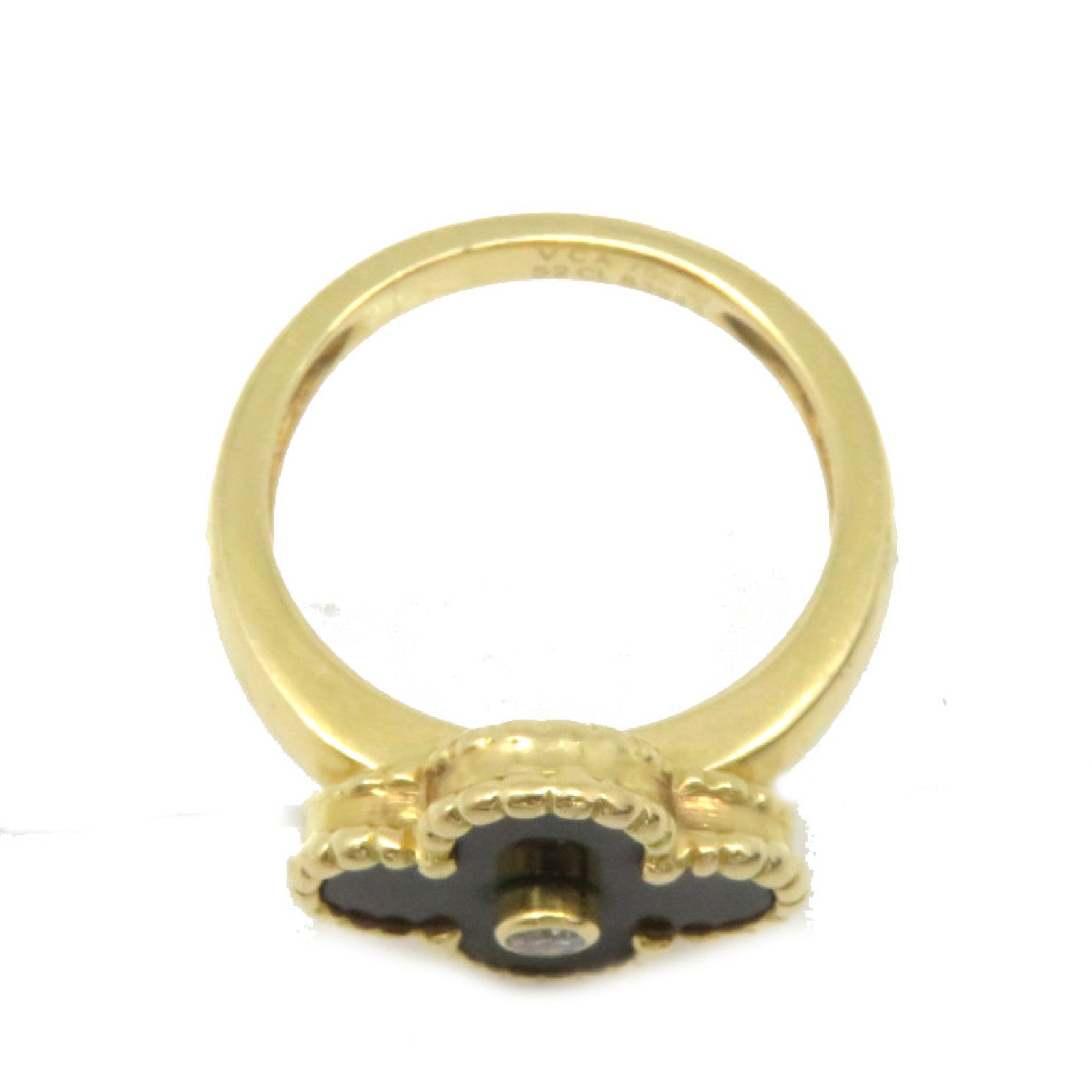 Van Cleef & Arpels 18K黃金/瑪瑙Vintage Alhambra Ring戒指#52/US#5.75