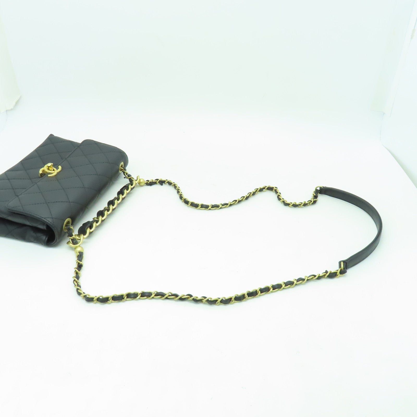 CHANEL 【激減優惠】菱格牛皮皮革2way Shoulder Bag金扣手挽肩背兩用袋黑色
