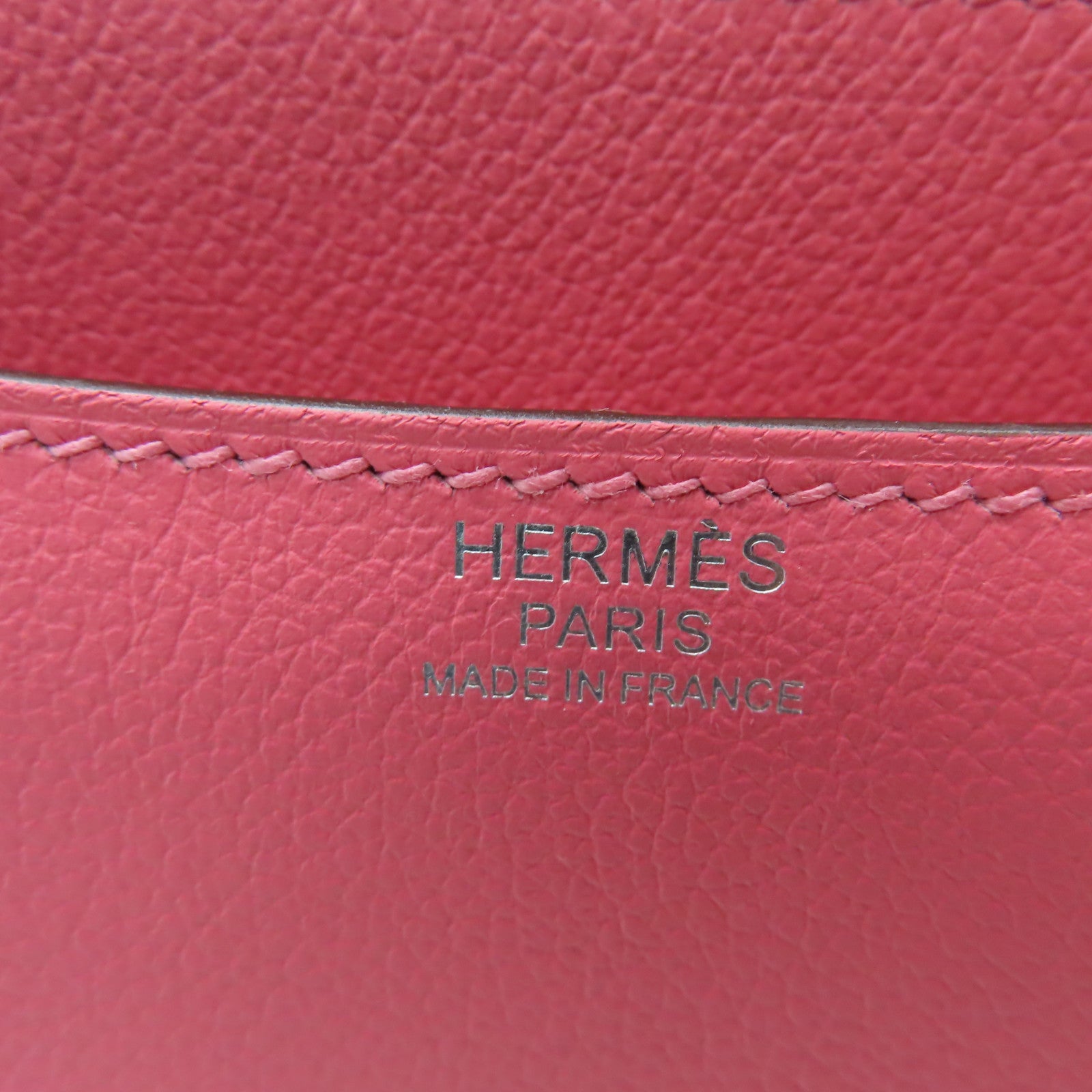 HERMES 【激減優惠】Evercolor皮革Constance 24銀扣手挽肩背兩用袋杜鵑粉色