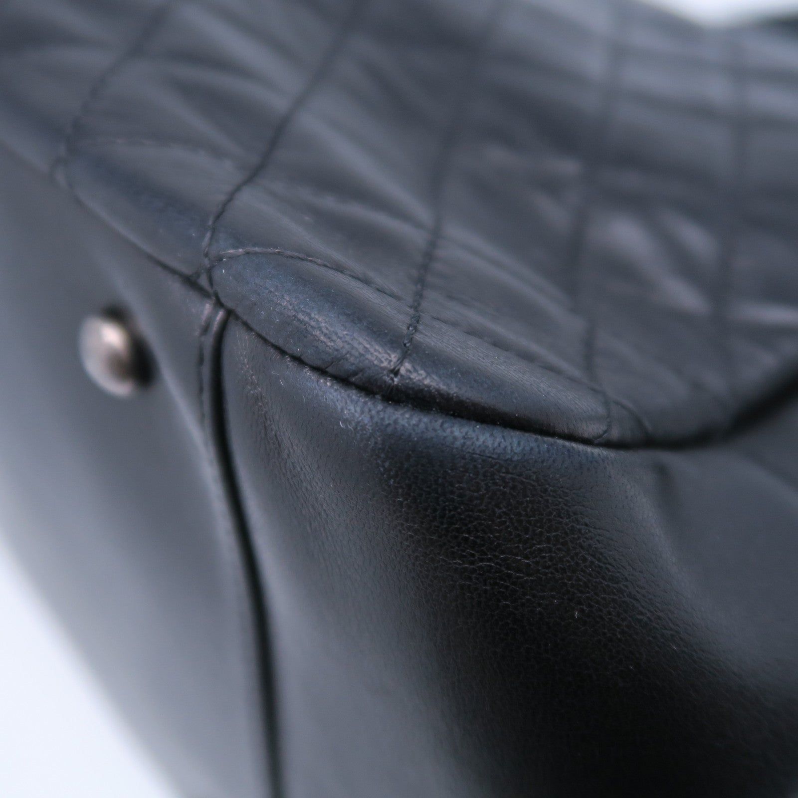 CHANEL 菱格羊皮皮革Chain Shoulder Bag銀扣肩背袋黑色