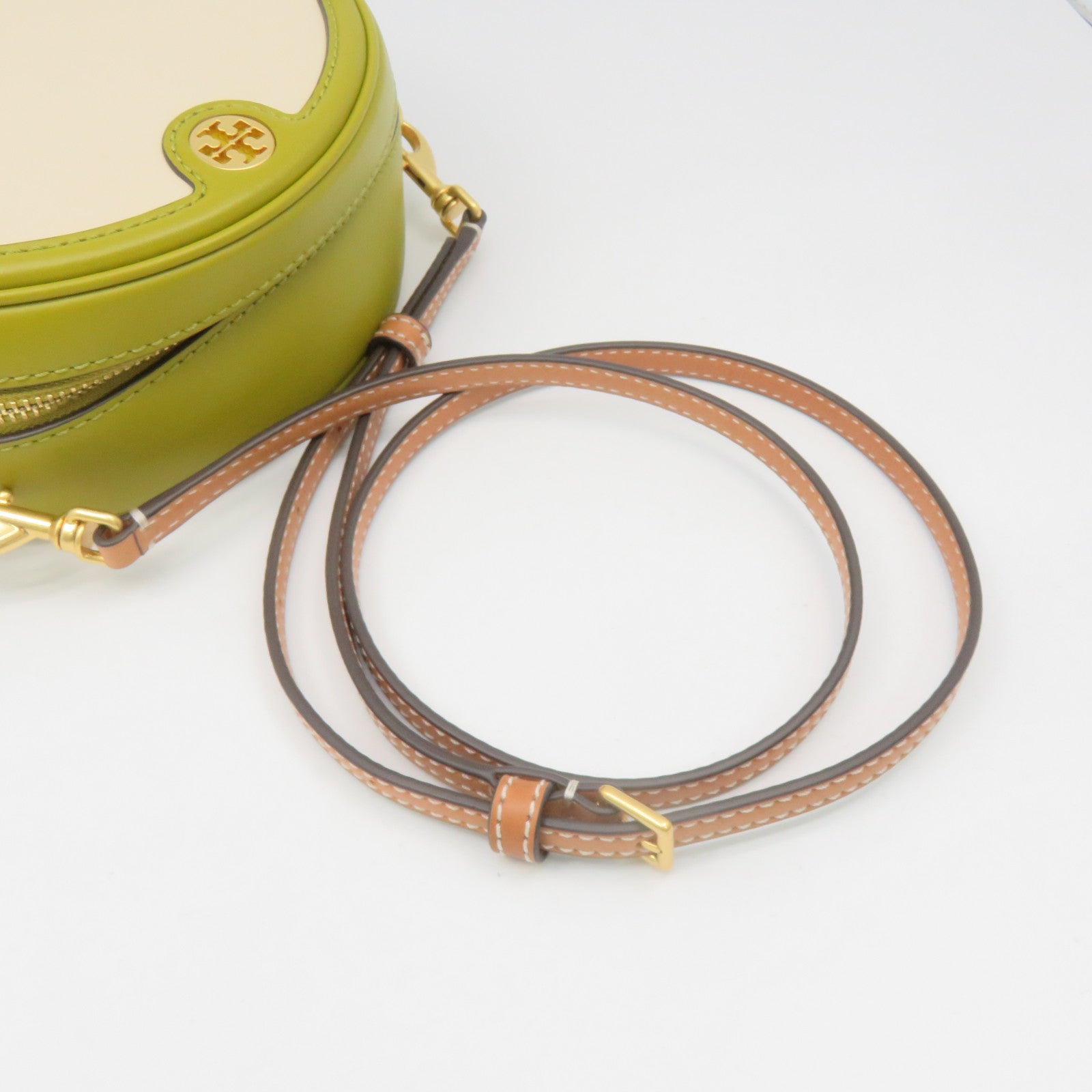 Tory Burch Leather Shoulder Bag Apricot/Green