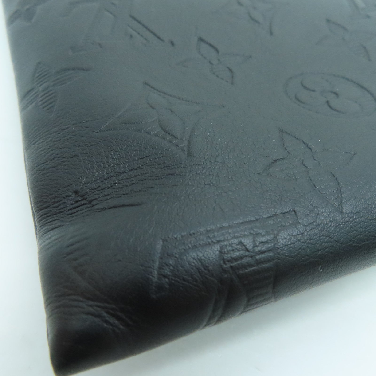 LOUIS VUITTON Monogram Shadow Pochette To-Go Clutch Black Buckle Black