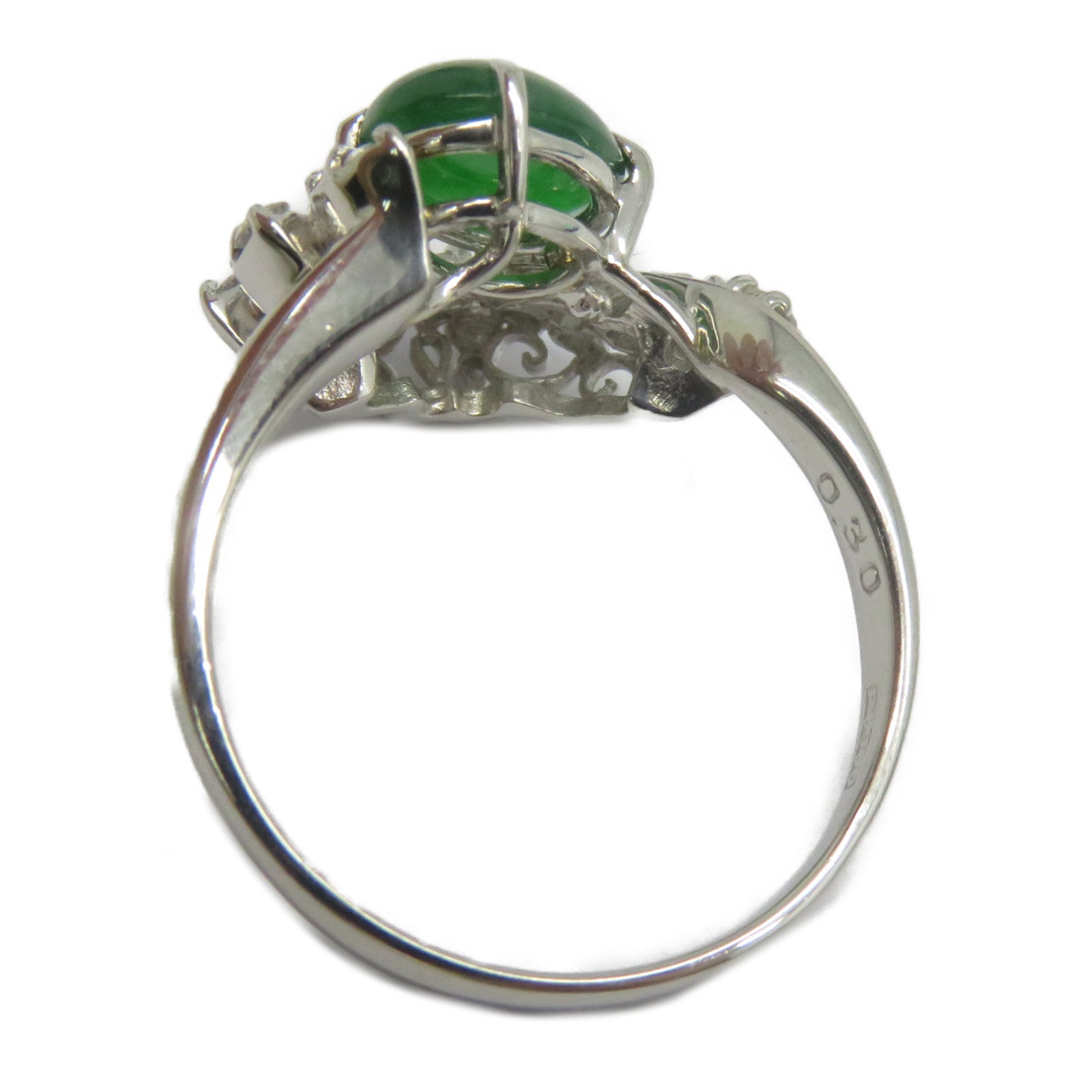 JEWELRY PT900鉑金Jade Diamond Ring 1.402ct翡翠/0.30ct鑽石戒指US#6.25