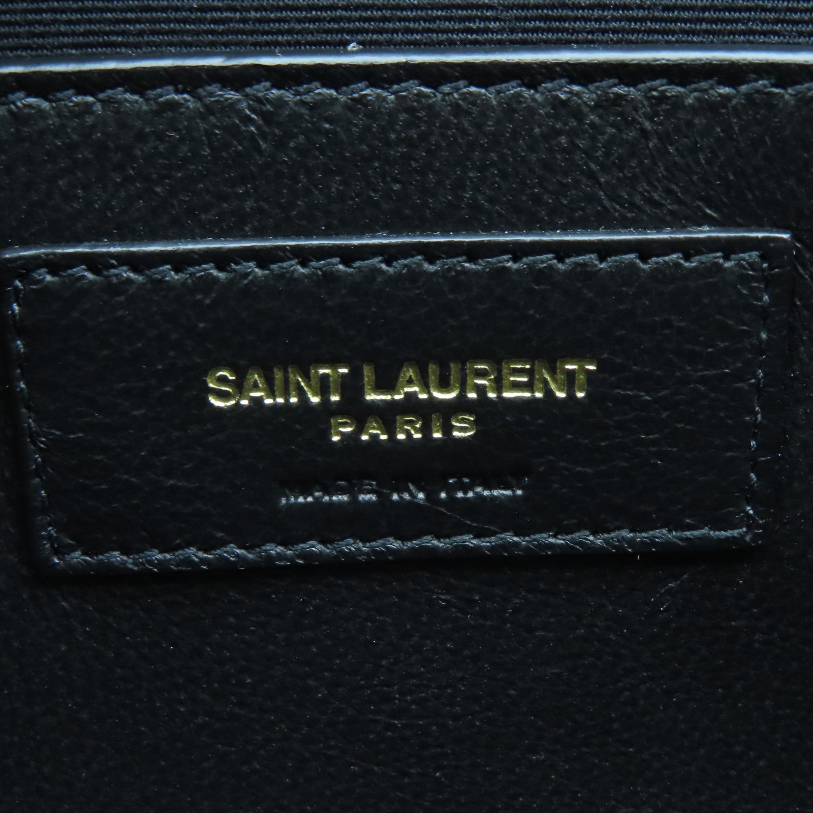 SAINT LAURENT Leather Shoulder Bag Gold Buckle Black