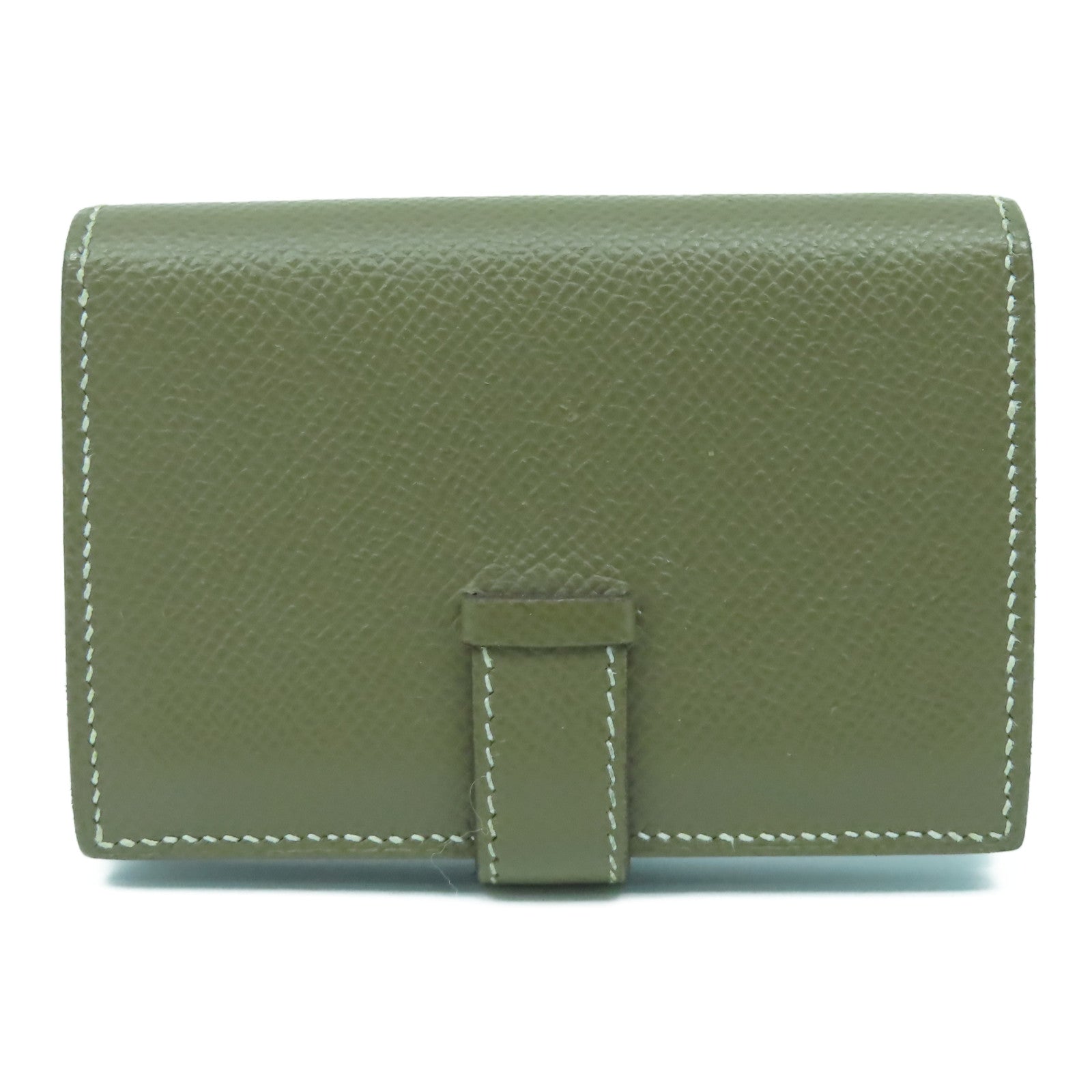 HERMES Epsom皮革Bearn Card Case金扣卡片套Etoupe大象灰色
