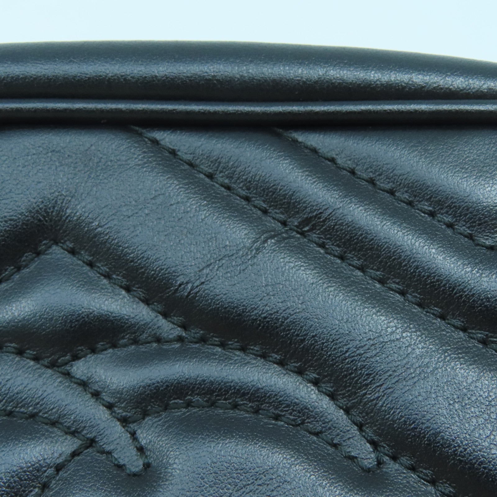 GUCCI Calfskin Leather GG Marmont Gold Buckle Shoulder Bag Black
