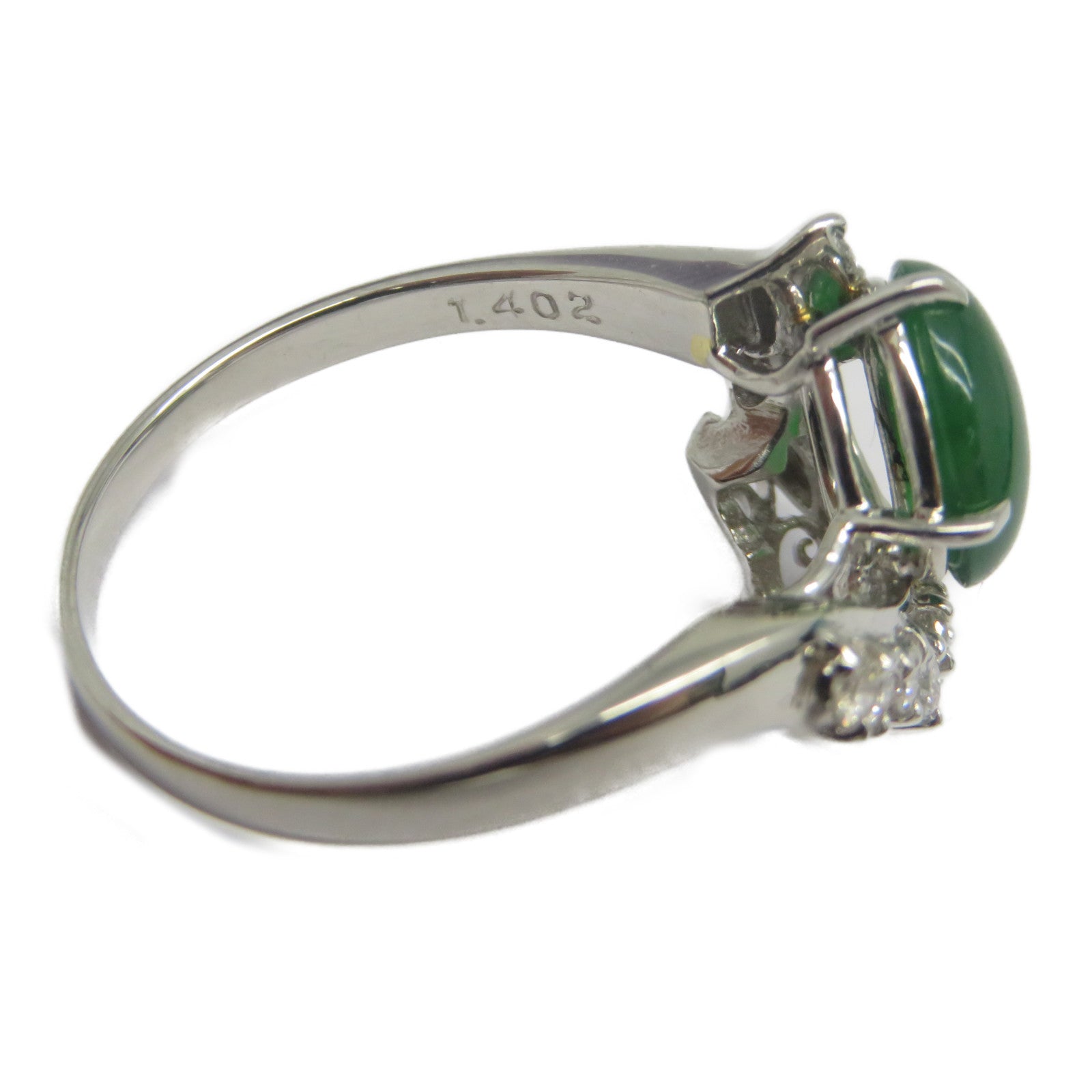JEWELRY PT900鉑金Jade Diamond Ring 1.402ct翡翠/0.30ct鑽石戒指US#6.25