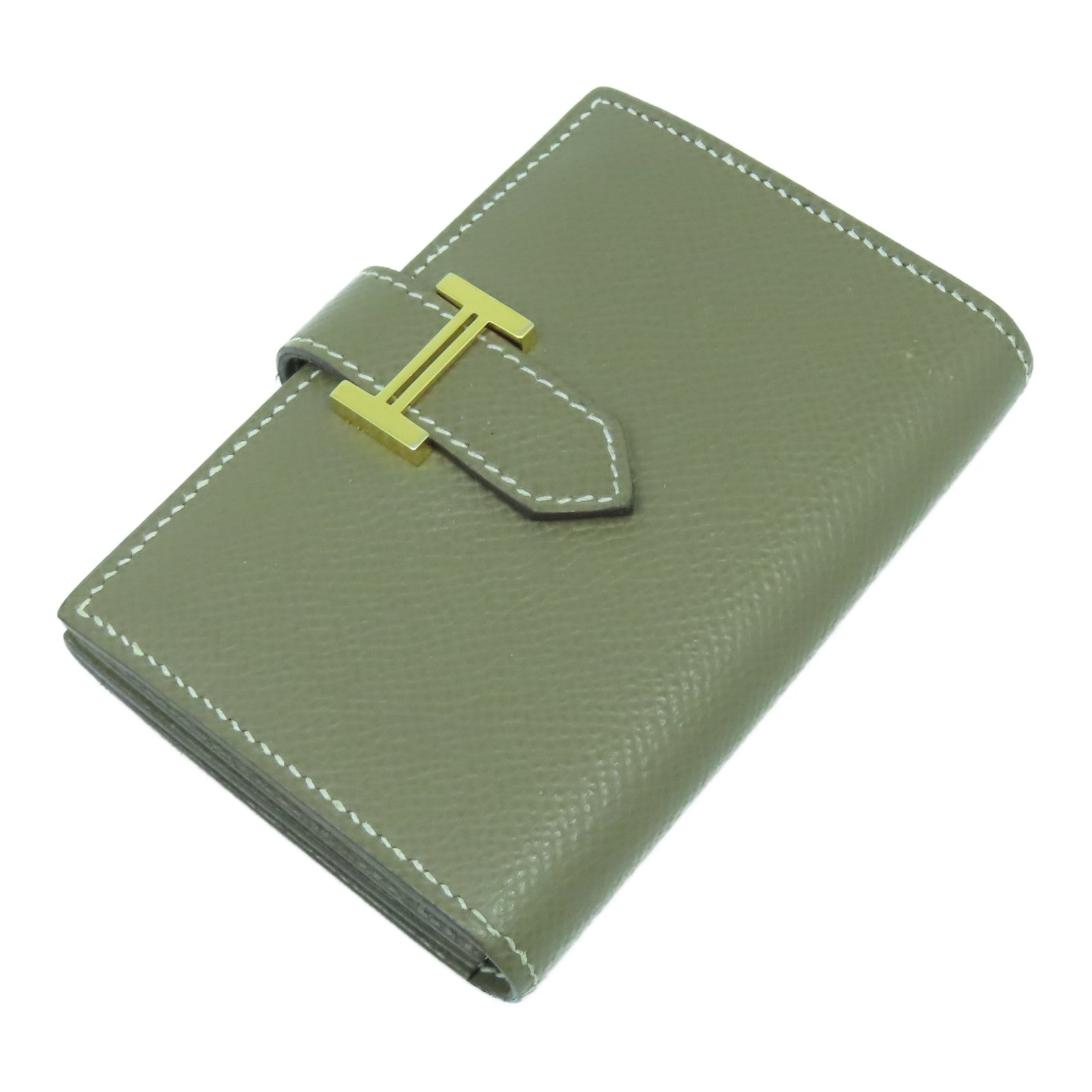 HERMES Epsom皮革Bearn Card Case金扣卡片套Etoupe大象灰色