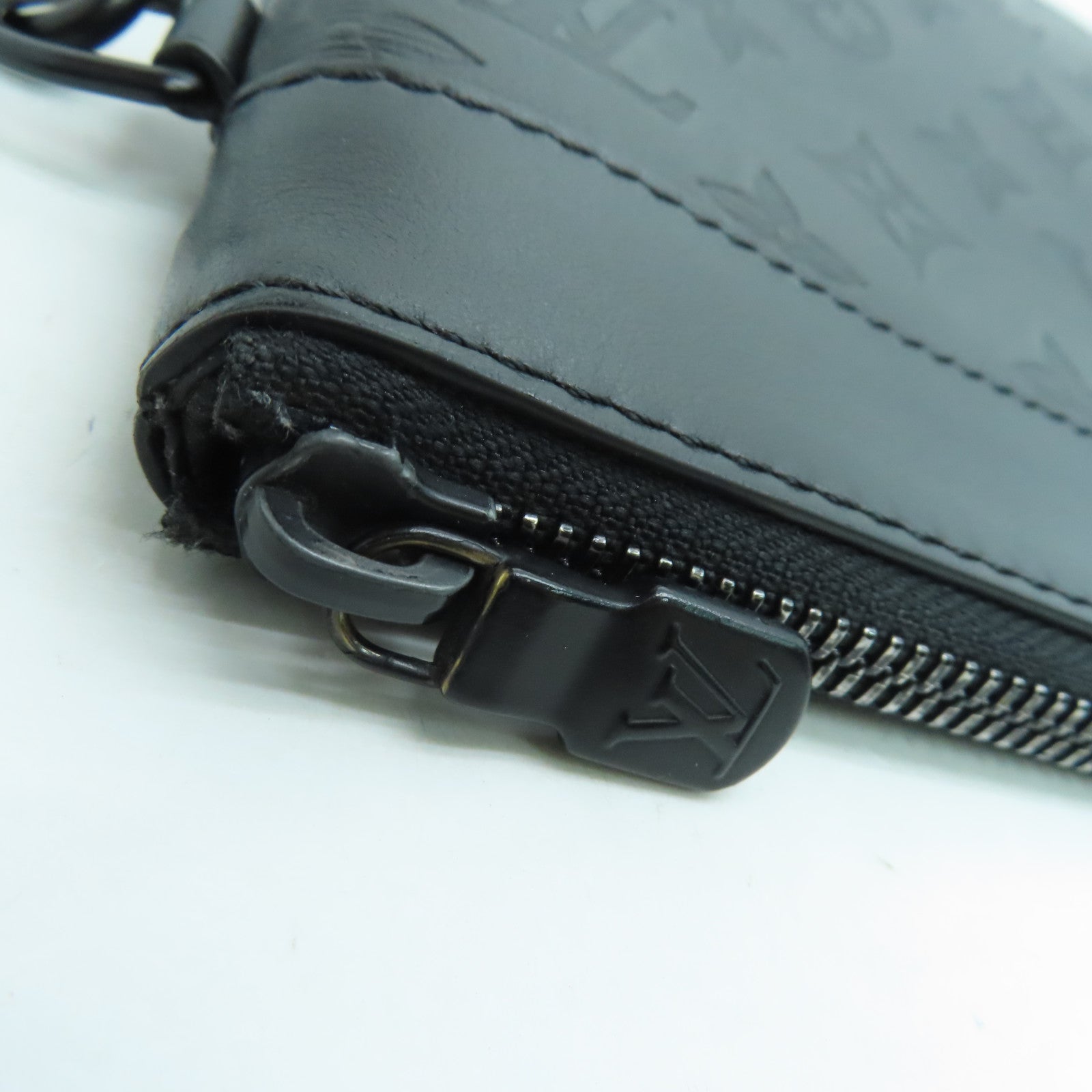LOUIS VUITTON Monogram Shadow Pochette To-Go Clutch Black Buckle Black