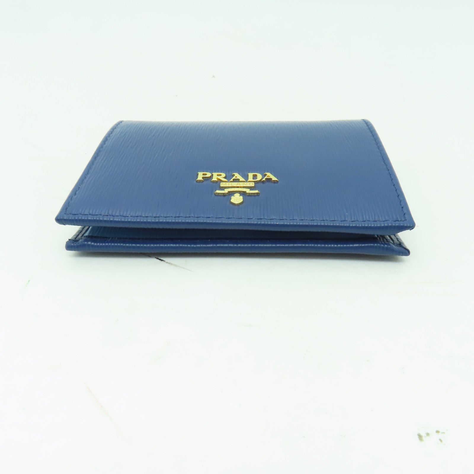 PRADA 牛皮皮革Wallet金扣錢包藍色