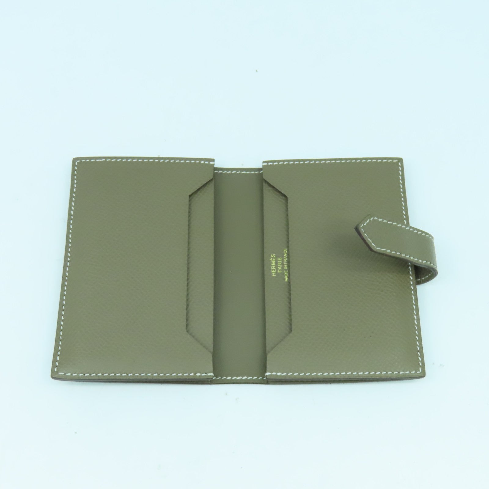 HERMES Epsom皮革Bearn Card Case金扣卡片套Etoupe大象灰色