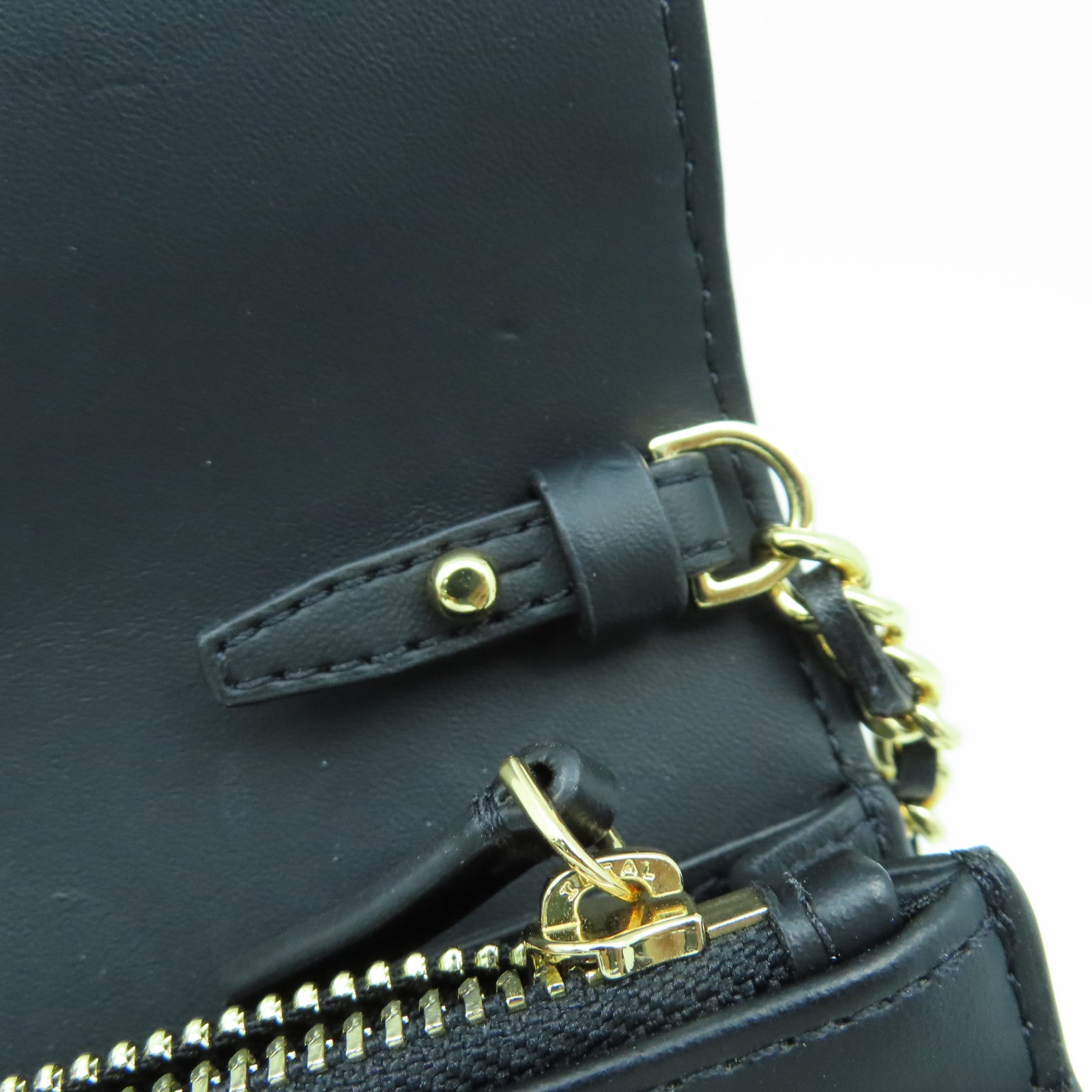 Tory Burch 菱格羊皮皮革Chain Shoulder Bag金扣鏈帶肩背袋黑色