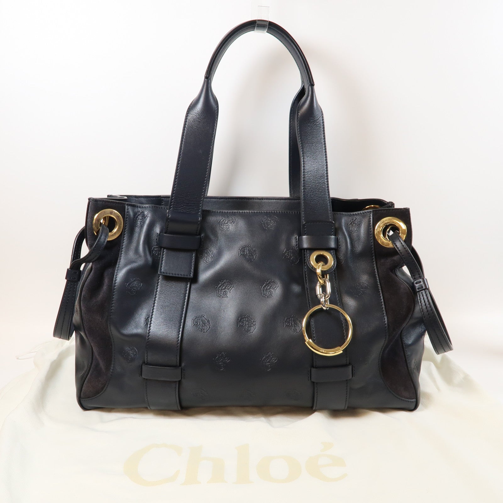 Chloe 牛皮皮革Shoulder Bag金扣肩背袋黑色