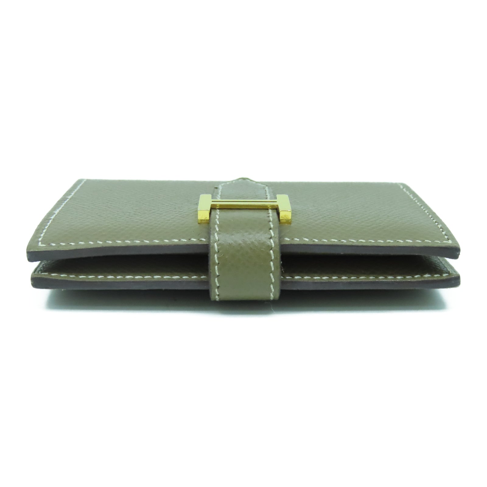 HERMES Epsom皮革Bearn Card Case金扣卡片套Etoupe大象灰色