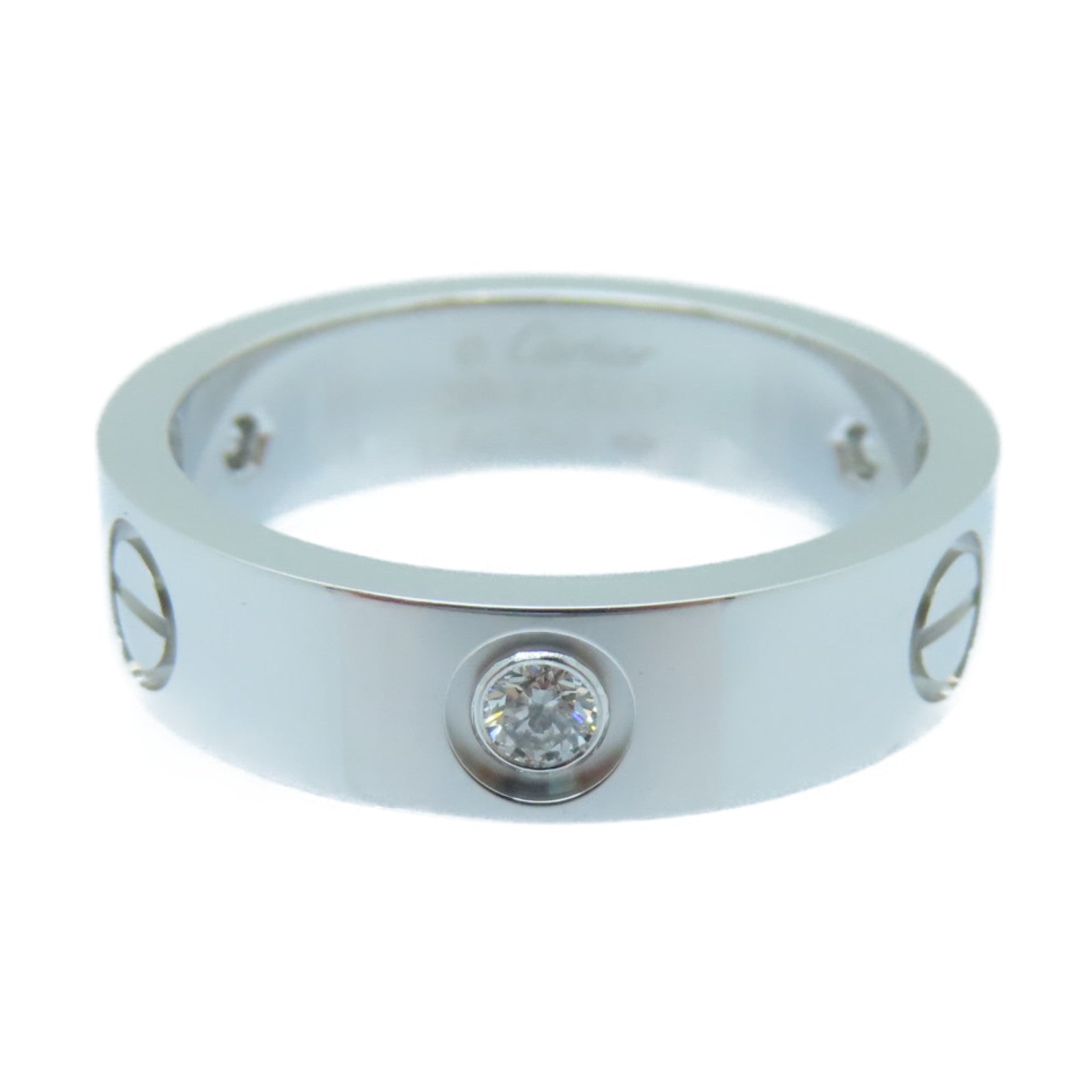 CARTIER 18K White Gold 3 Diamond Love Ring Diamond Ring Cartier#59US#8.75