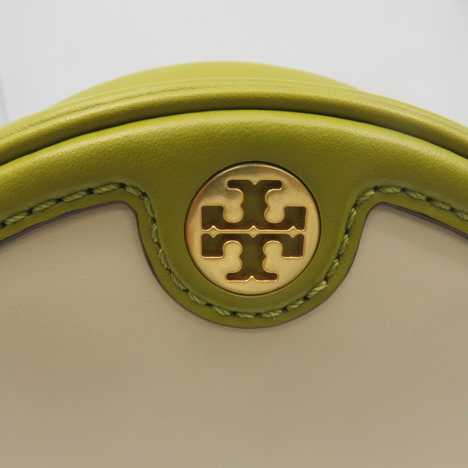 Tory Burch Leather Shoulder Bag Apricot/Green