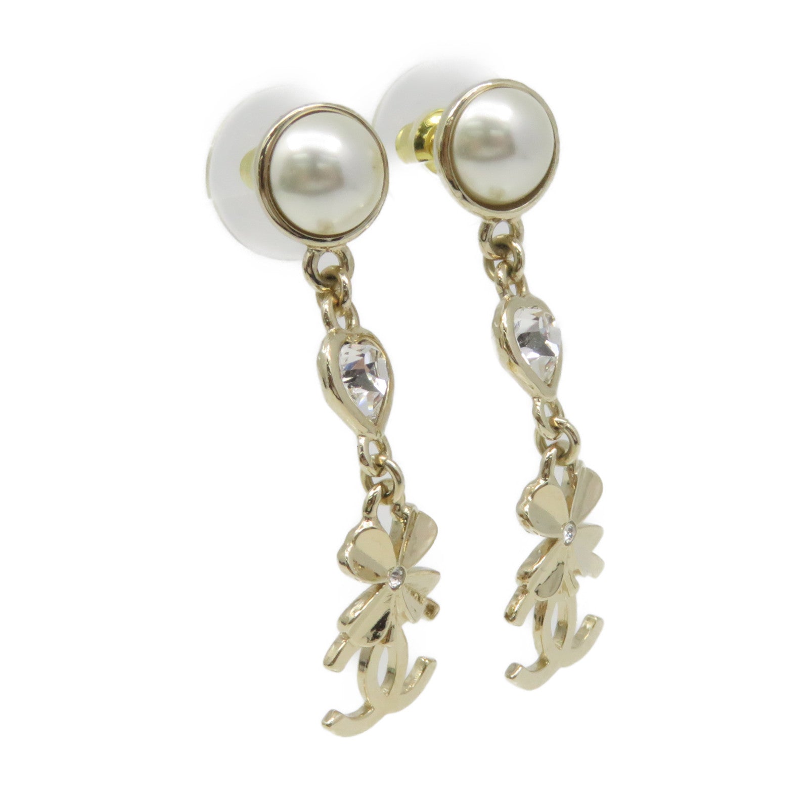 CHANEL 金屬/仿珍珠Earrings耳環金色