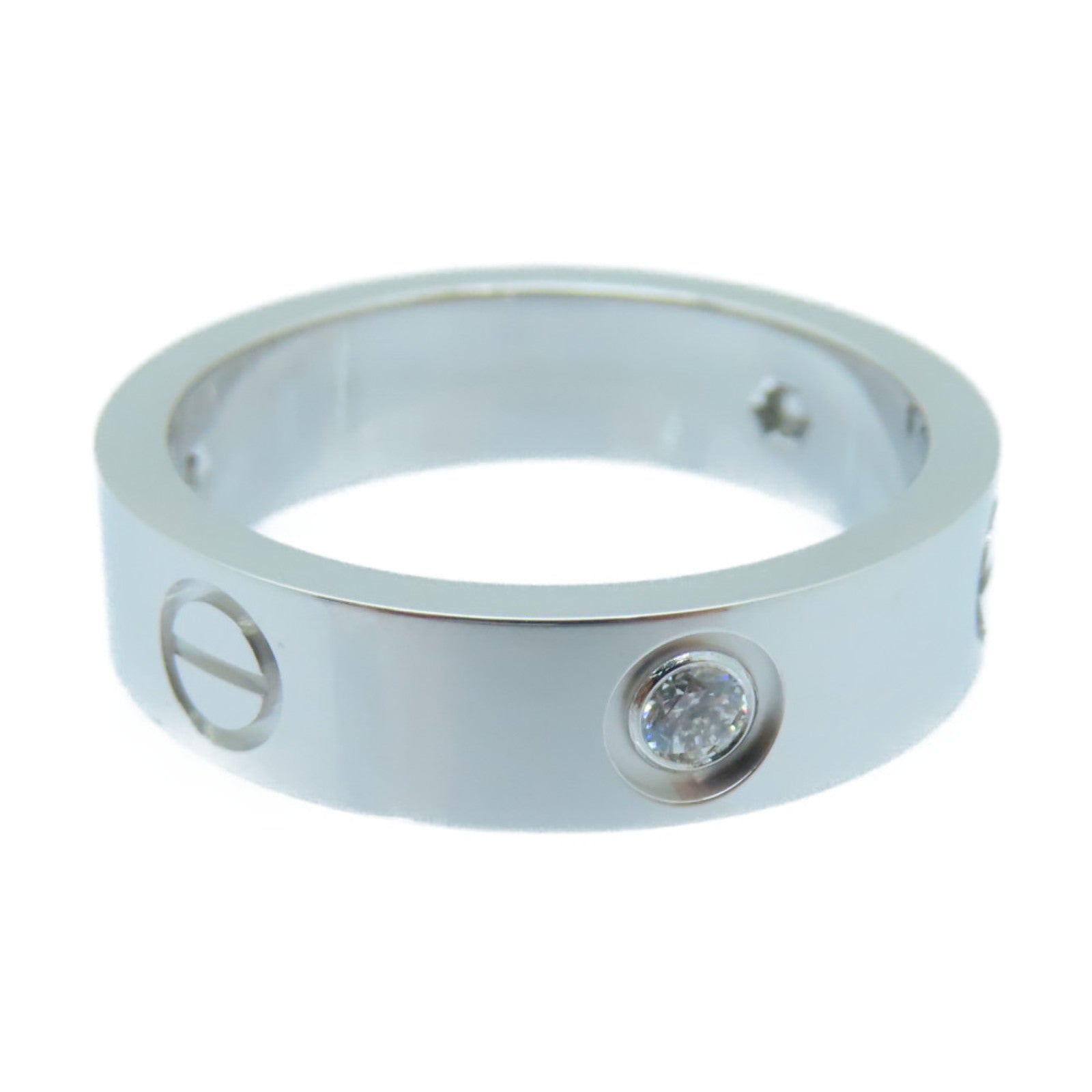 CARTIER 18K White Gold 3 Diamond Love Ring Diamond Ring Cartier#59US#8.75