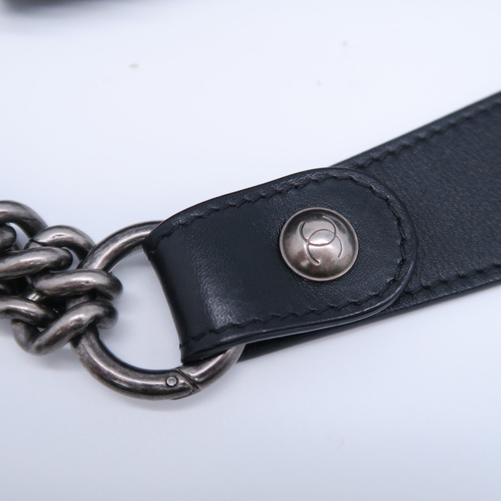 CHANEL 菱格羊皮皮革Chain Shoulder Bag銀扣肩背袋黑色