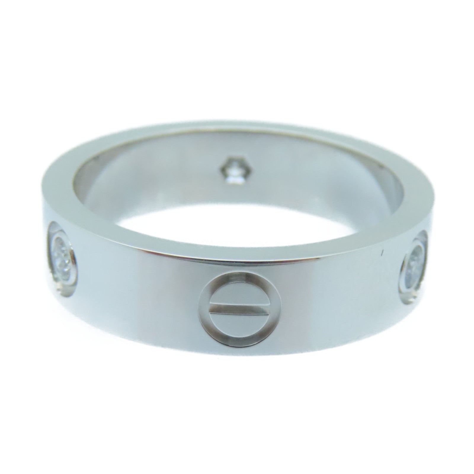 CARTIER 18K White Gold 3 Diamond Love Ring Diamond Ring Cartier#59US#8.75