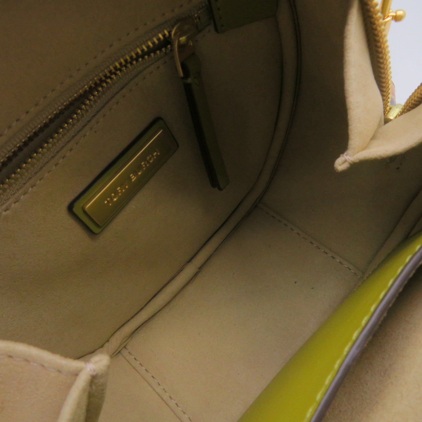 Tory Burch Leather Shoulder Bag Apricot/Green