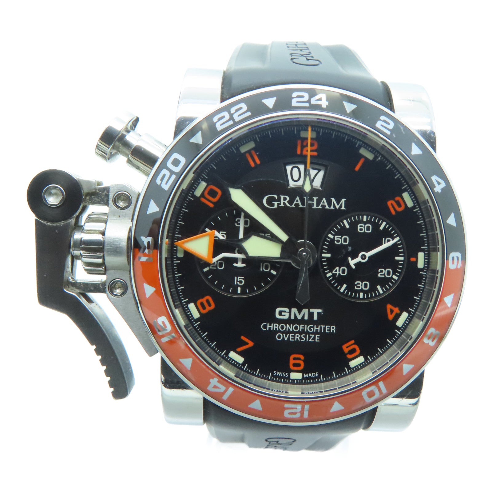 GRAHAM Chronofighter Oversize不锈钢/橡胶带黑色