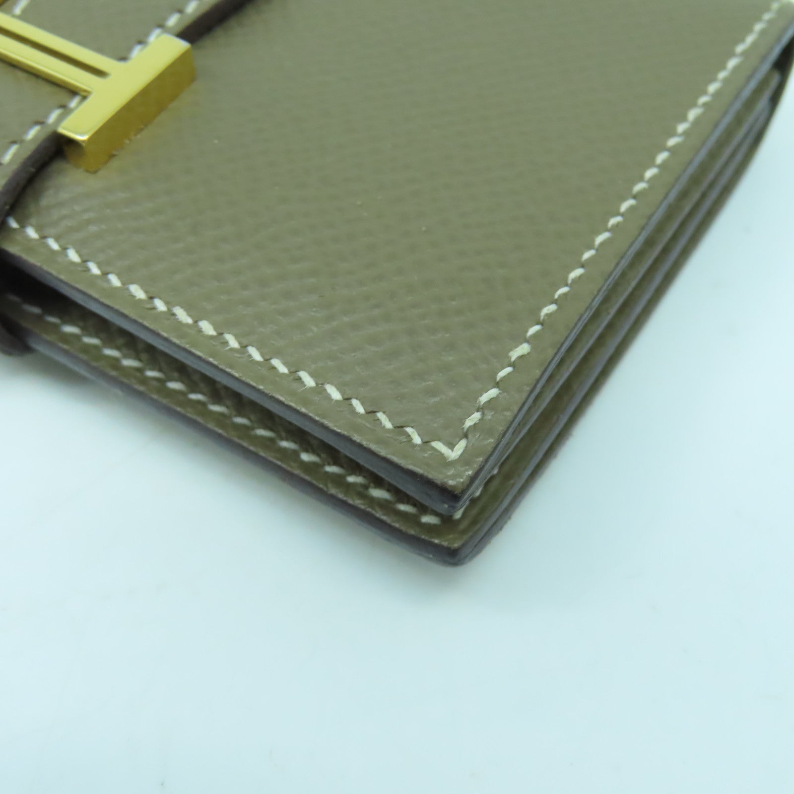 HERMES Epsom皮革Bearn Card Case金扣卡片套Etoupe大象灰色
