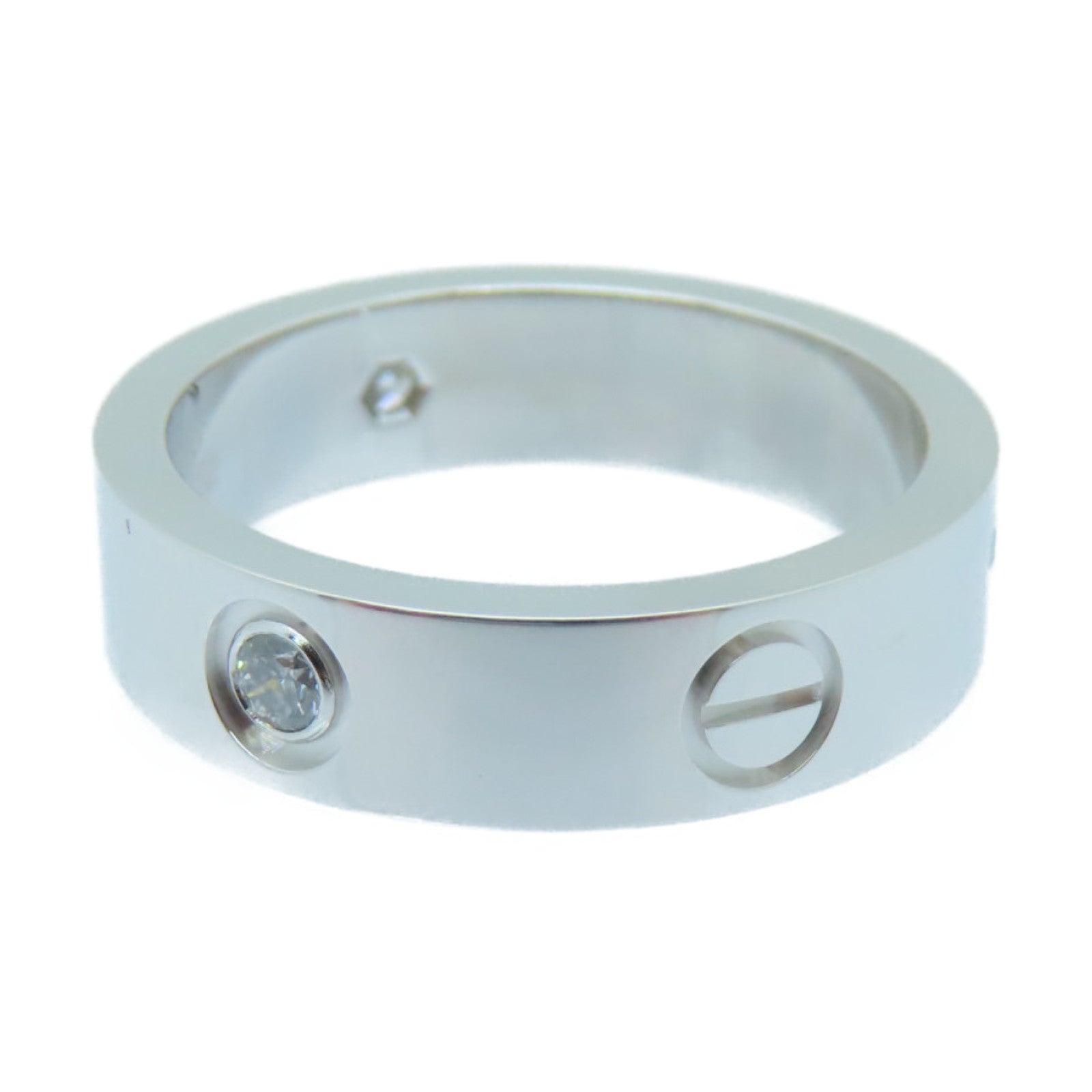 CARTIER 18K White Gold 3 Diamond Love Ring Diamond Ring Cartier#59US#8.75