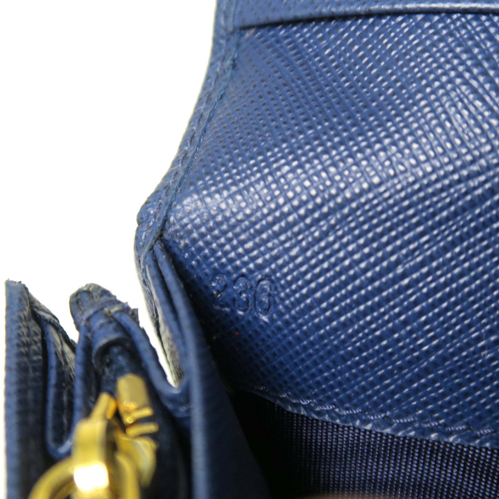 PRADA Saffiano皮革Long Wallet金扣長錢包藍色