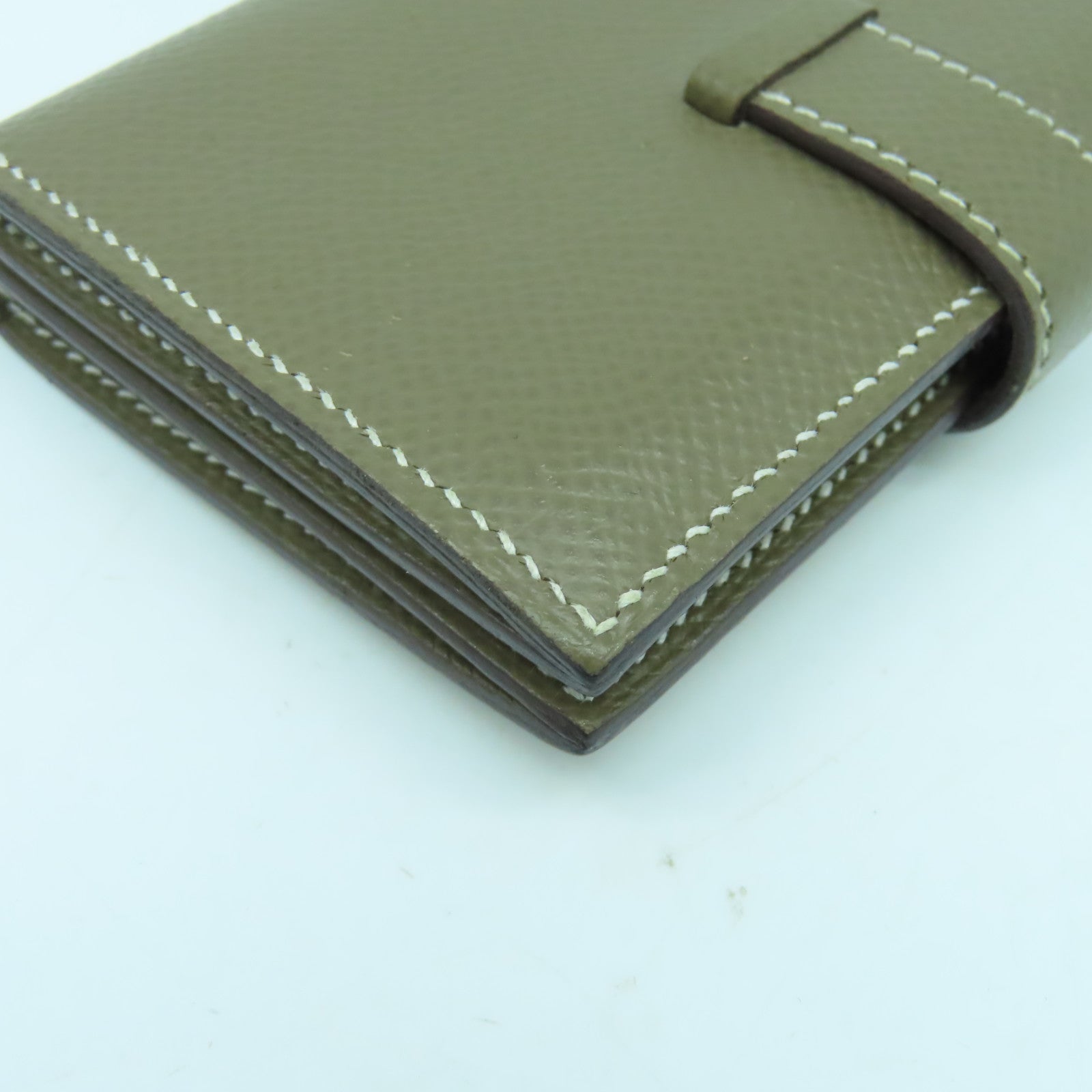 HERMES Epsom皮革Bearn Card Case金扣卡片套Etoupe大象灰色