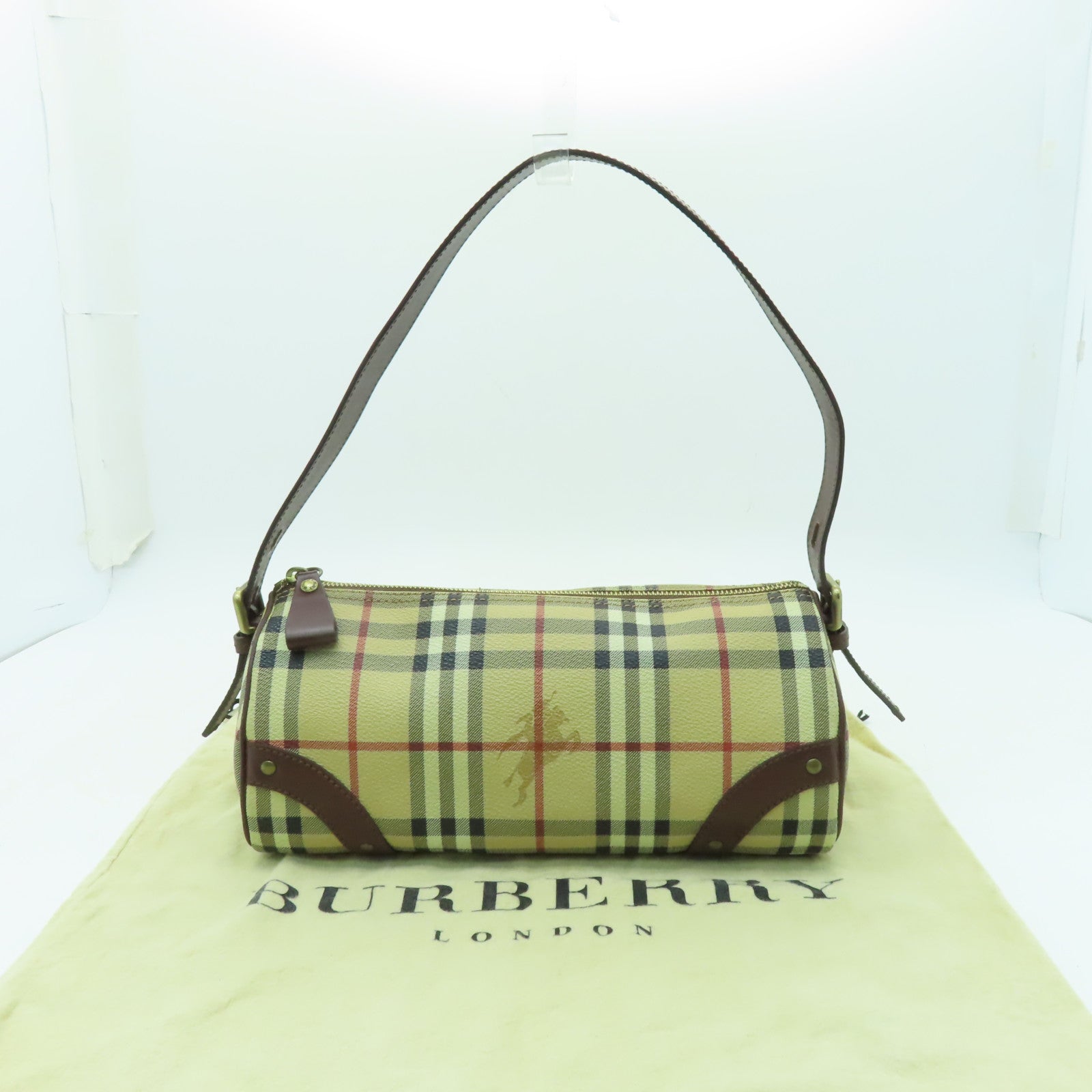 BURBERRY 塗層帆布Shoulder Bag金扣肩背袋啡色