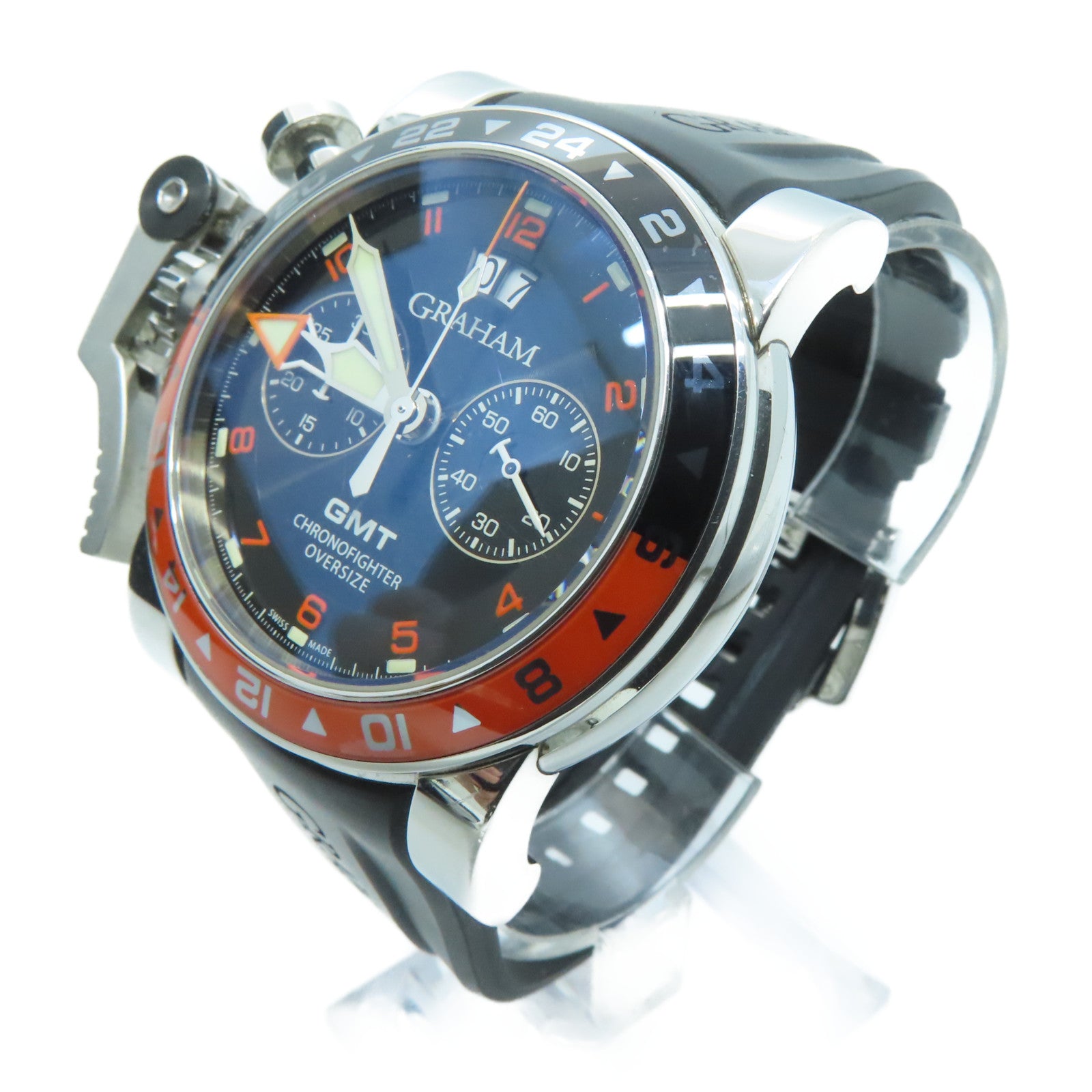 GRAHAM Chronofighter Oversize不锈钢/橡胶带黑色