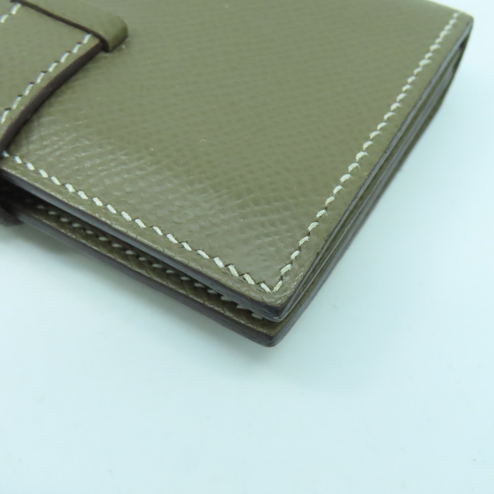 HERMES Epsom皮革Bearn Card Case金扣卡片套Etoupe大象灰色